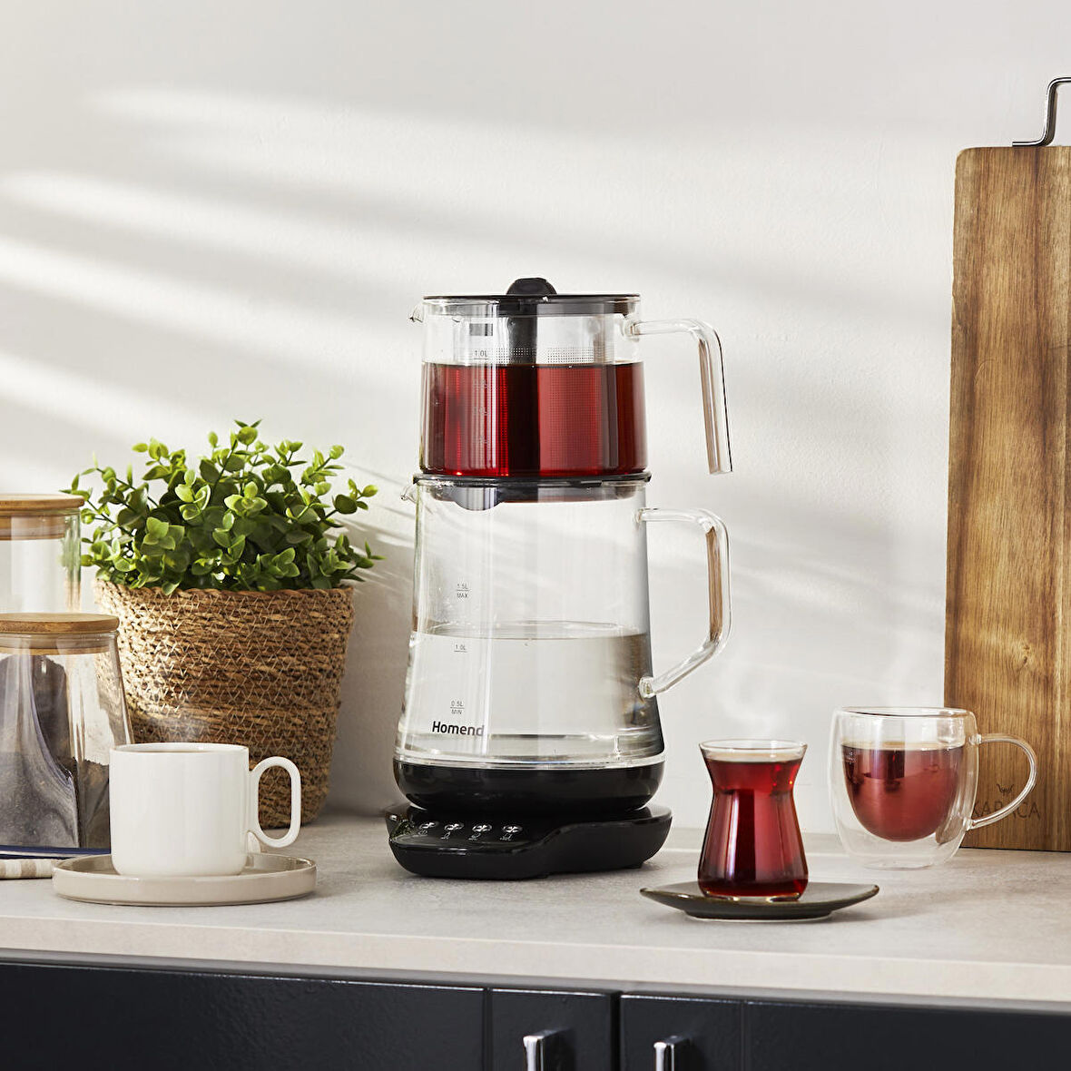 Homend Royaltea 1746H Konuşan Cam Çay Makinesi Siyah