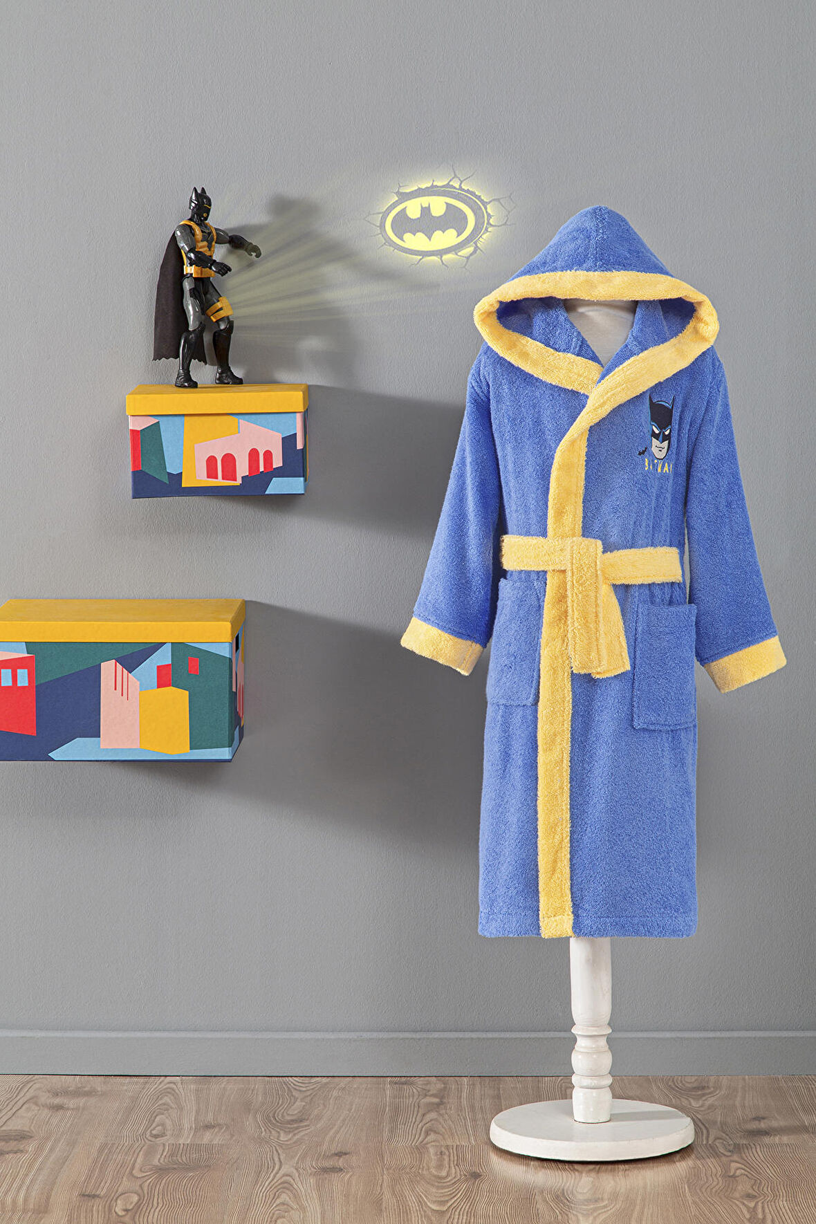 Özdilek Batman Gotham City Lisanslı Kapüşonlu Çocuk Bornozu 7/8 Yaş