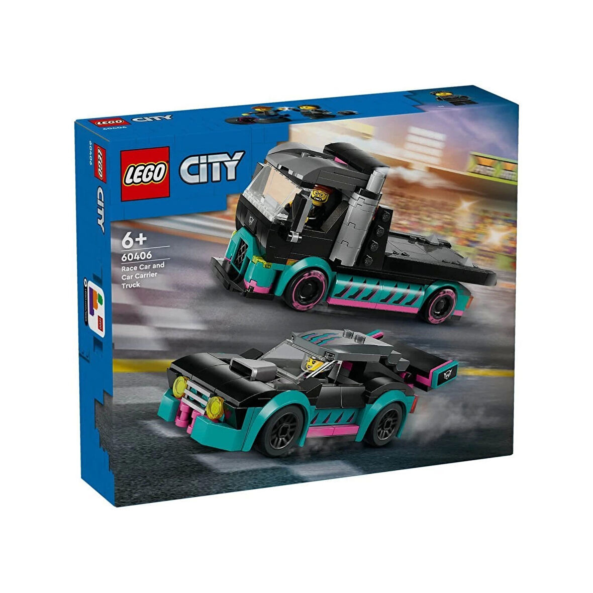 60406 LEGO® City Yarış Arabası ve Araba Taşıyıcı Kamyon 328 parça +6 yaş