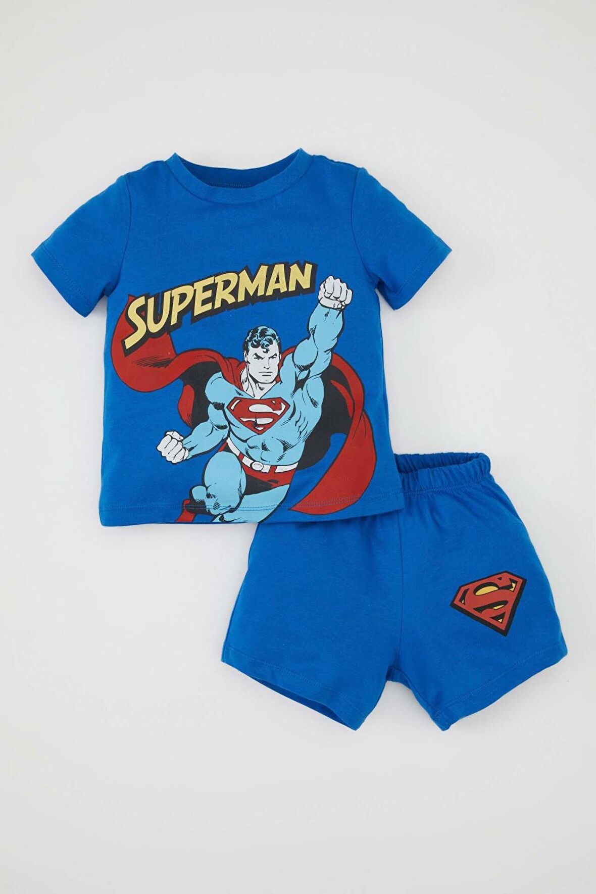 DeFacto Erkek Bebek Pijama Takımı Superman Penye Kısa Kollu Üst Şort C5204A524HSBE64