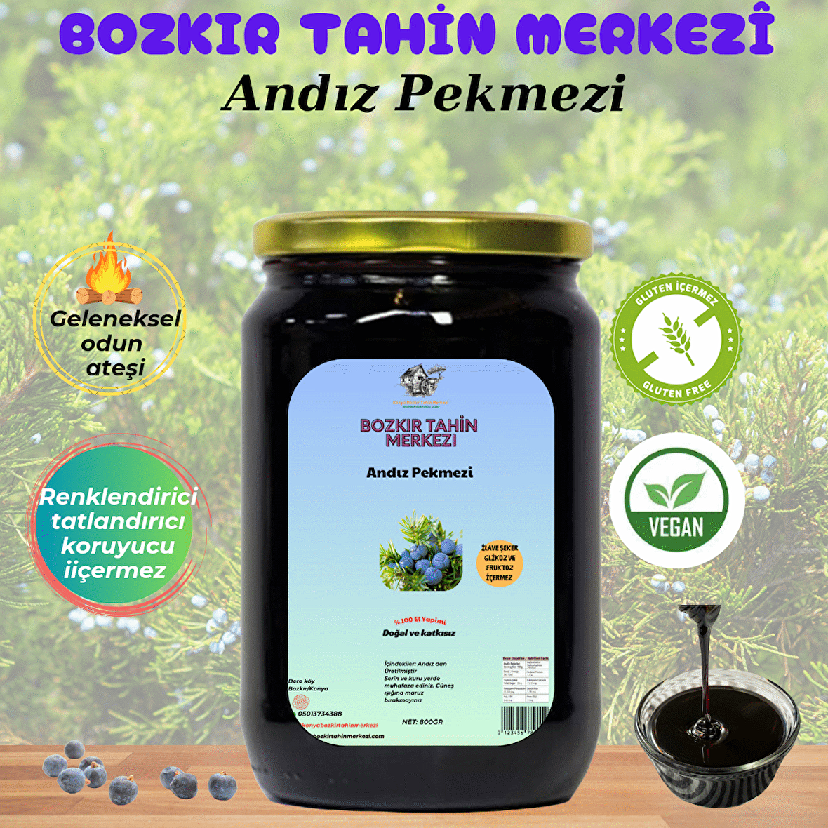 Bozkır Tahin Merkezi Andız Pekmezi 800 gr (Doğal&katkısız)