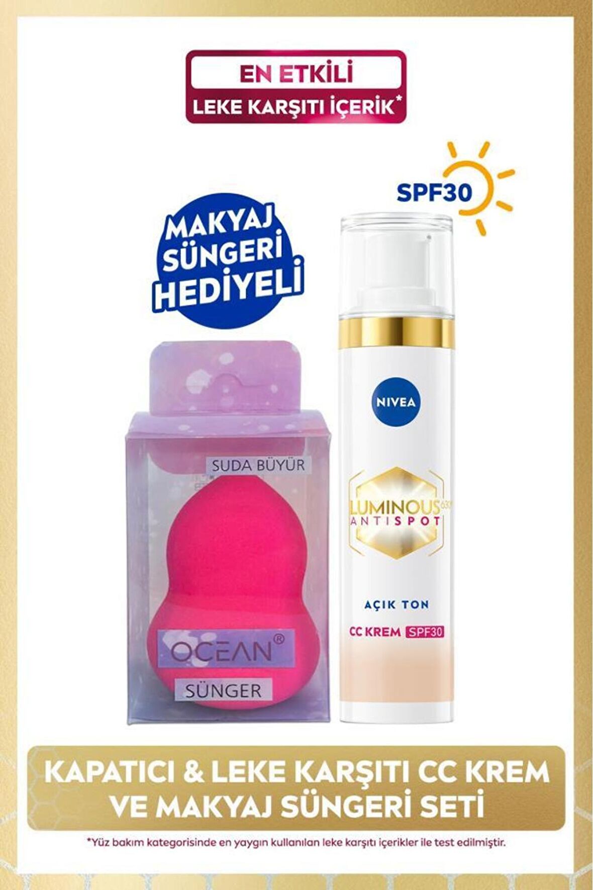 Nivea Luminous630 Koyu Leke Karşıtı Cc Yüz Kremi 40ml, Spf30 Güneş Koruyucu, Hyaluronik Asit, Açık Ton