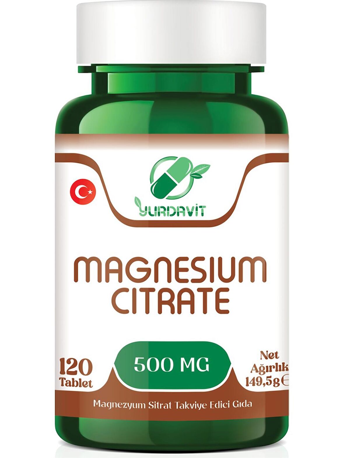 Yurdavit Magnezyum Sitrat 500 Mg 120 Tablet Magnesium Citrate