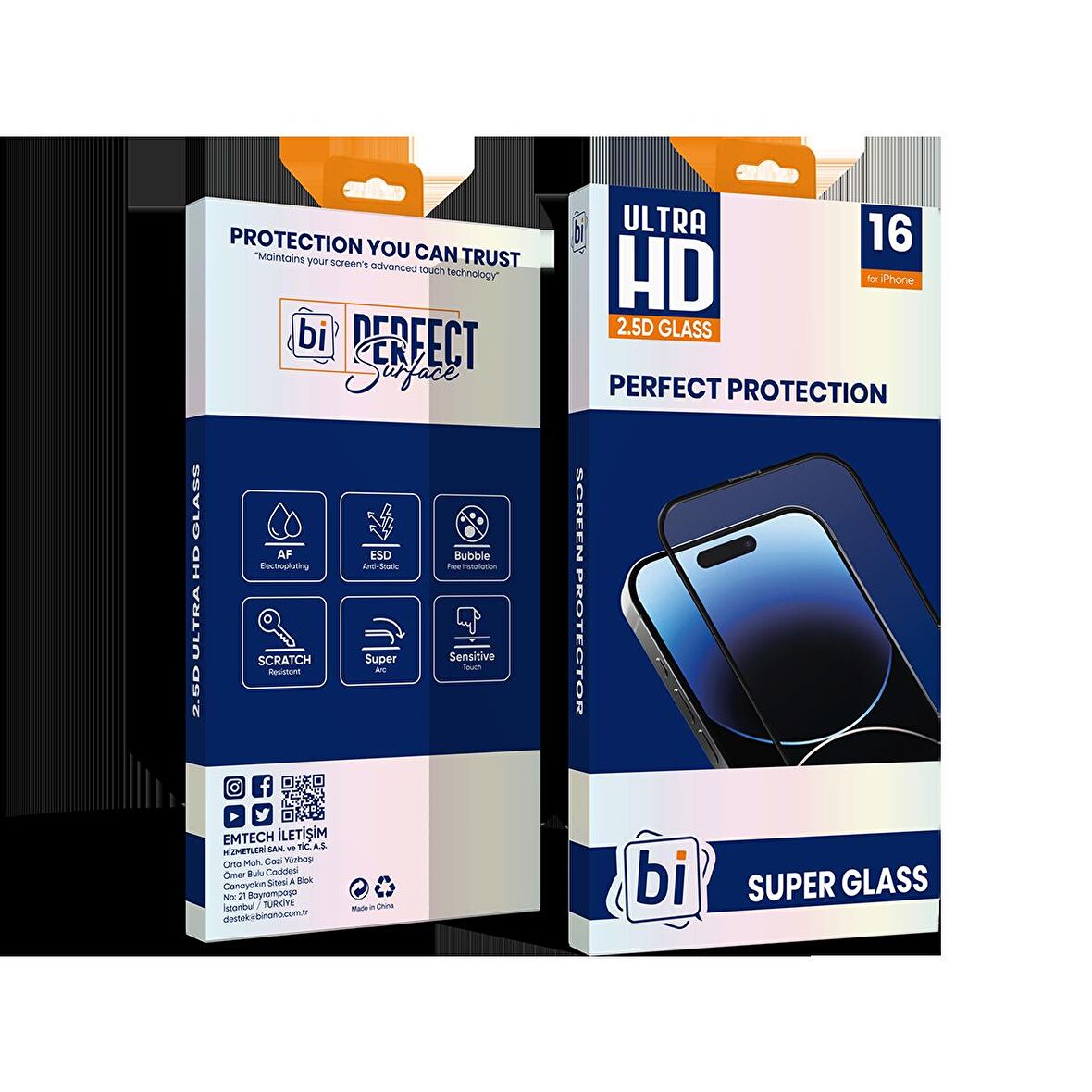 Bİ 2,5D SUPER GLASS IPHONE 16 EKRAN KORUYUCU