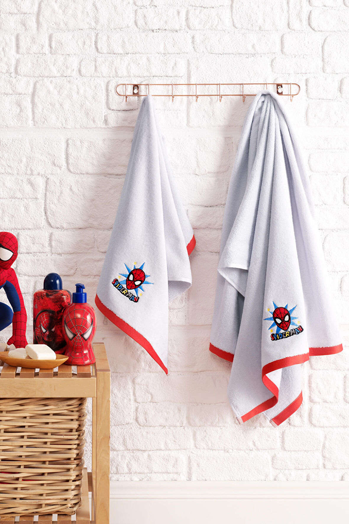 Özdilek Spiderman Grey Disney Lisanslı Kadife 2'li Havlu Set