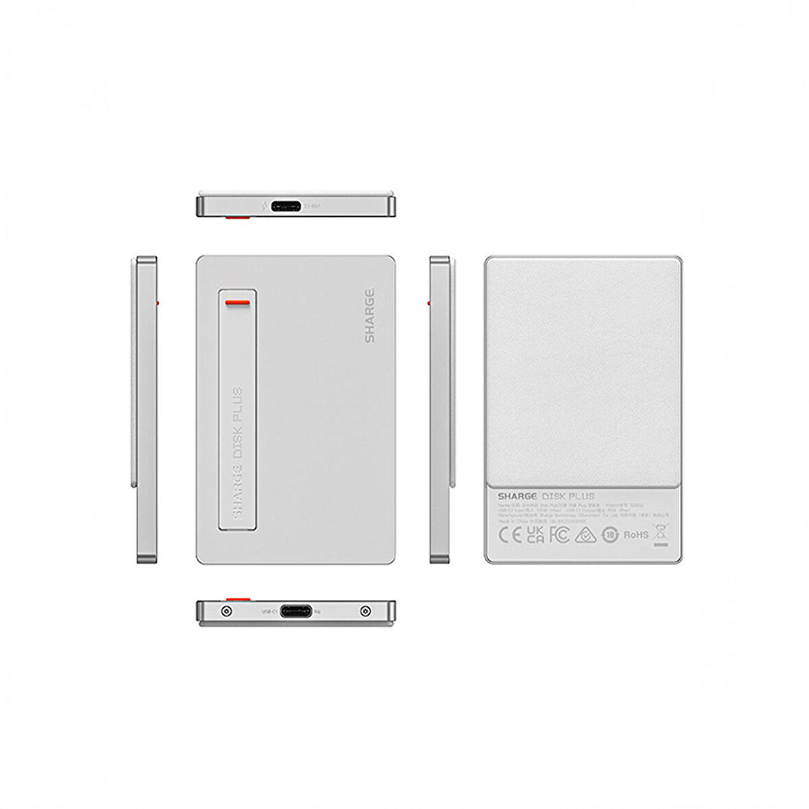 Sharge Disk Plus: Ultra İnce NVMe SSD Kutusu ve Çok Fonksiyonlu Hub - Gümüş