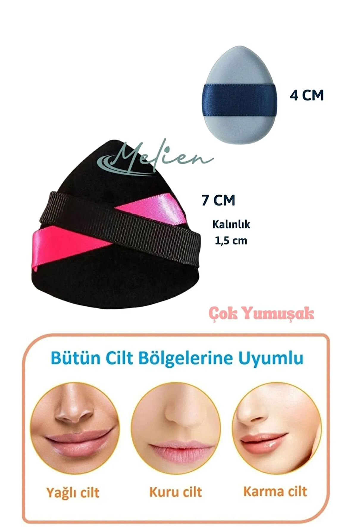 1Ad Kadife 1Ad Mini Kozmetik Pudra Parmak Yüz Makyaj Göz Altı Kapatıcı Kuru Islak Bez Süngeri Seti