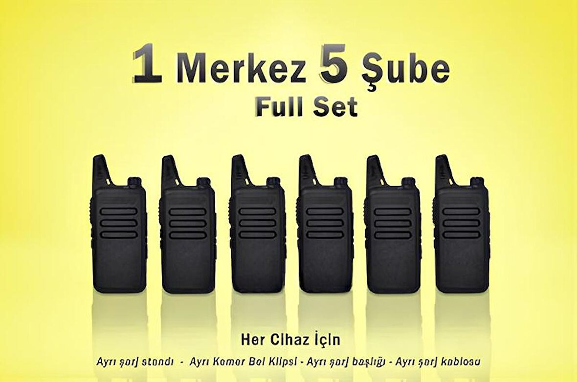 Çaycı Telsizi 1 Merkez 5 Şube Kulaklık Hediyeli Full Set