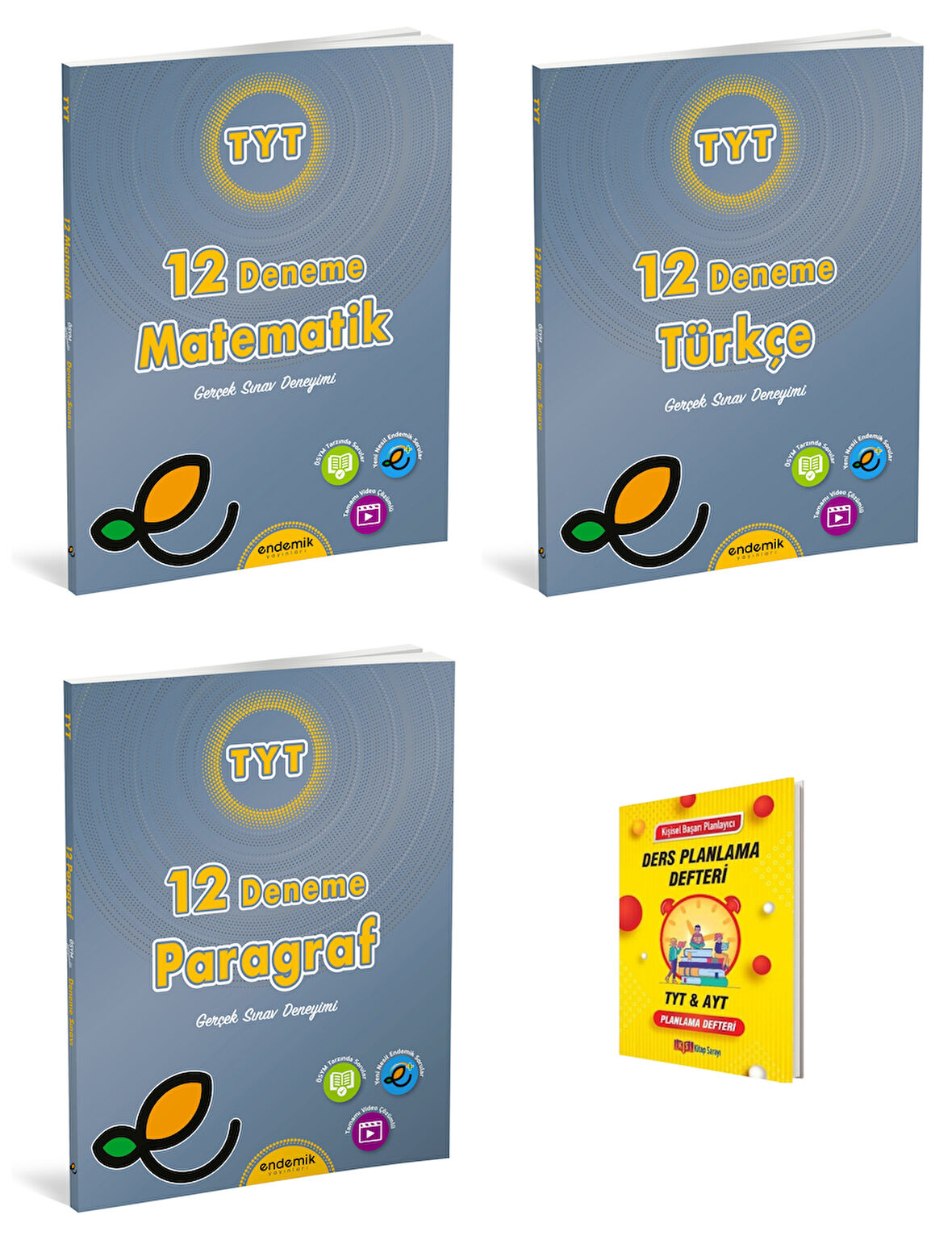Endemik TYT Matematik Türkçe ve Paragraf 3lü Denemeleri + Planlama Defteri
