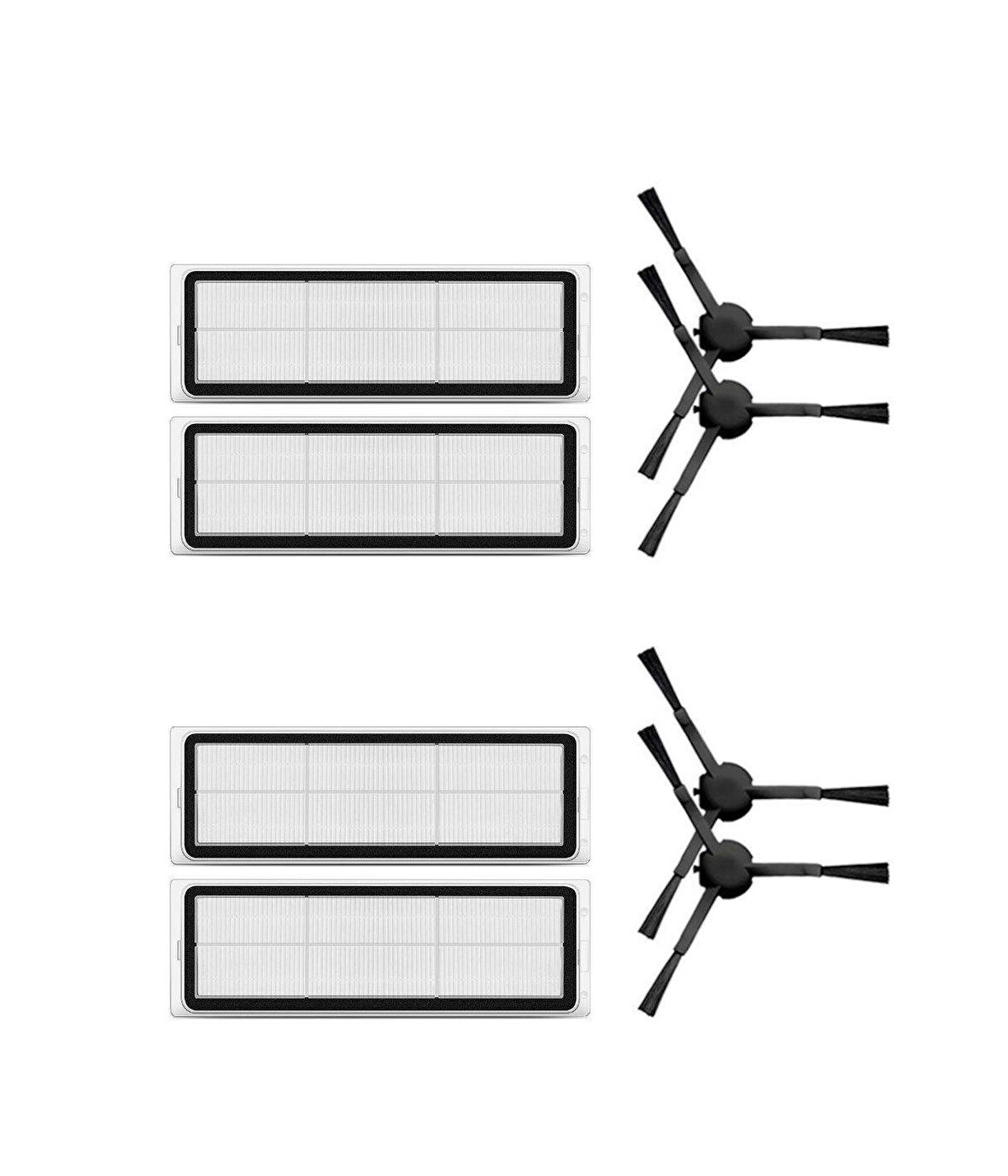 Xiaomi Vacuum Mop 2 Pro+(Kameralı) Uyumlu Yedek Hepa Filtre ve Yan Fırça-8 Parça