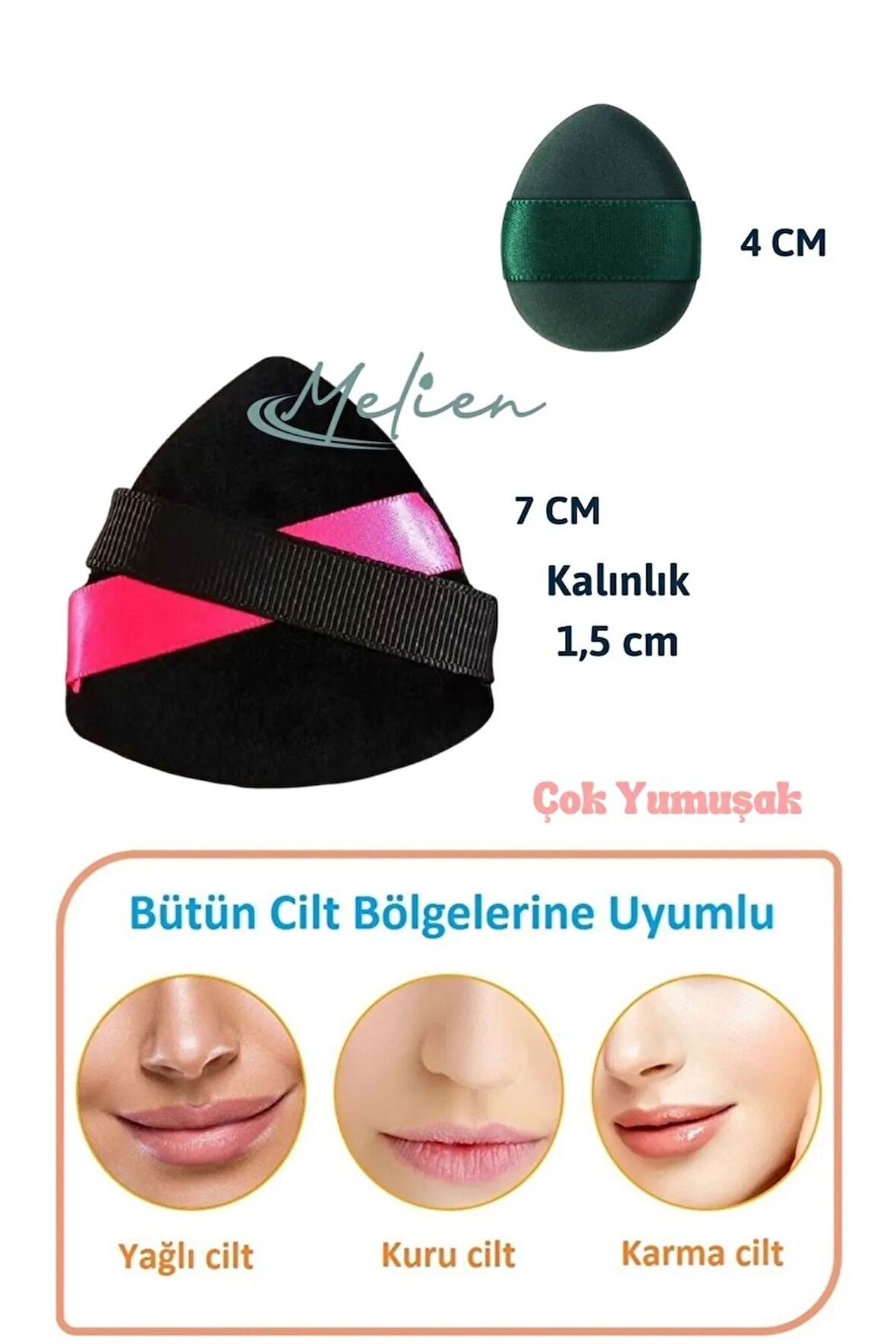 1ad Kadife 1ad Mini Kozmetik Pudra Parmak Yüz Makyaj Göz Altı Kapatıcı Kuru Islak Bez Süngeri Seti