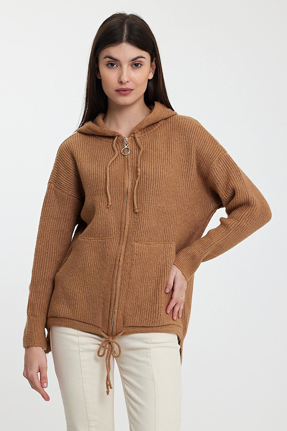 ALEXANDERGARDI KAPÜŞONLU FERMUARLI TRİKO HIRKA(A92409-S)