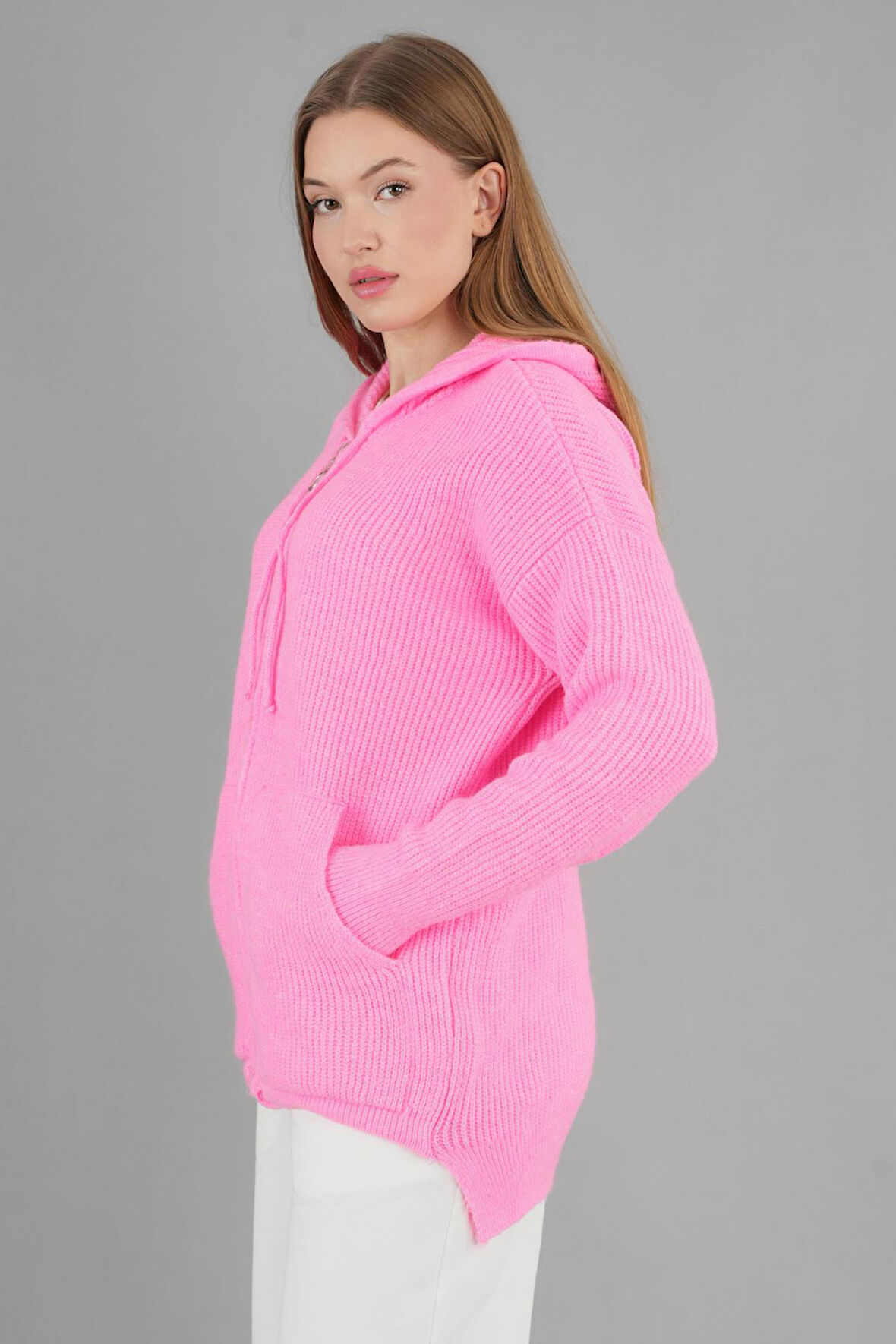 ALEXANDERGARDI KAPÜŞONLU FERMUARLI TRİKO HIRKA(A92409-S)