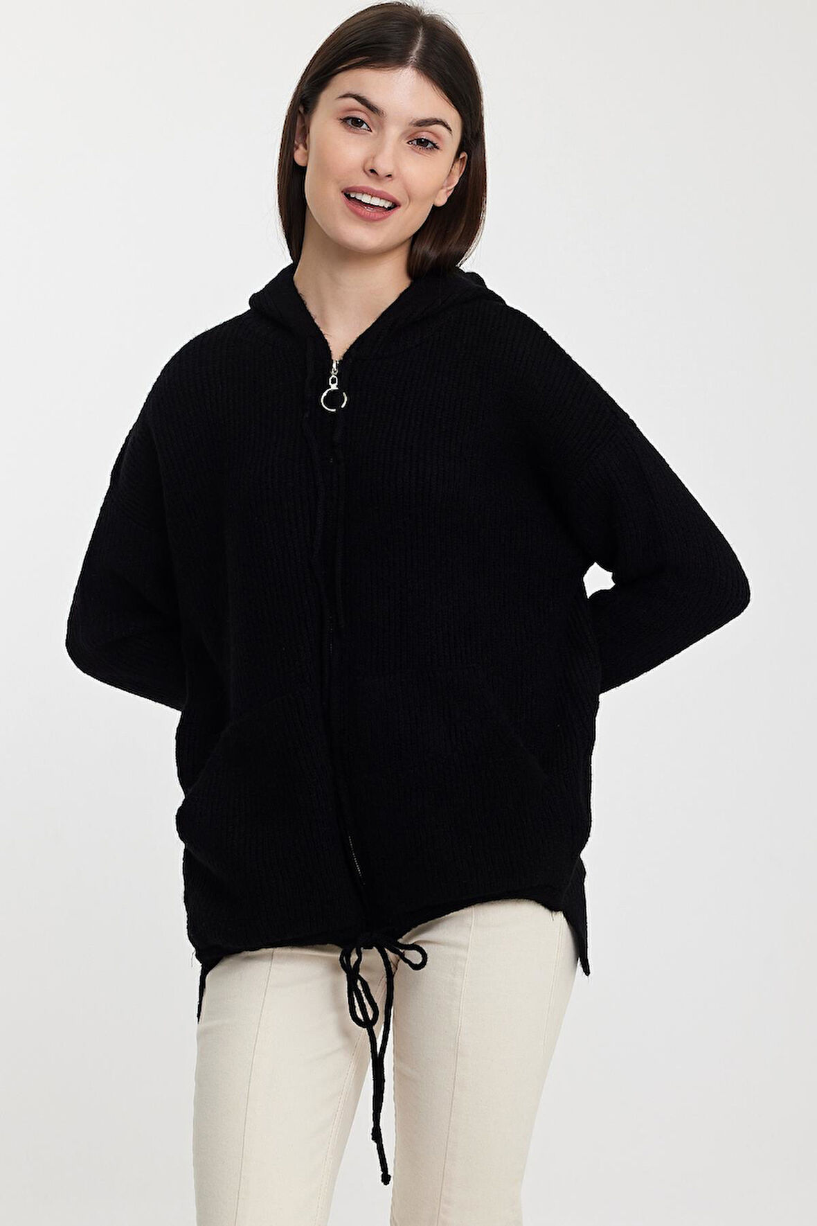 ALEXANDERGARDI KAPÜŞONLU FERMUARLI TRİKO HIRKA(A92409-S)