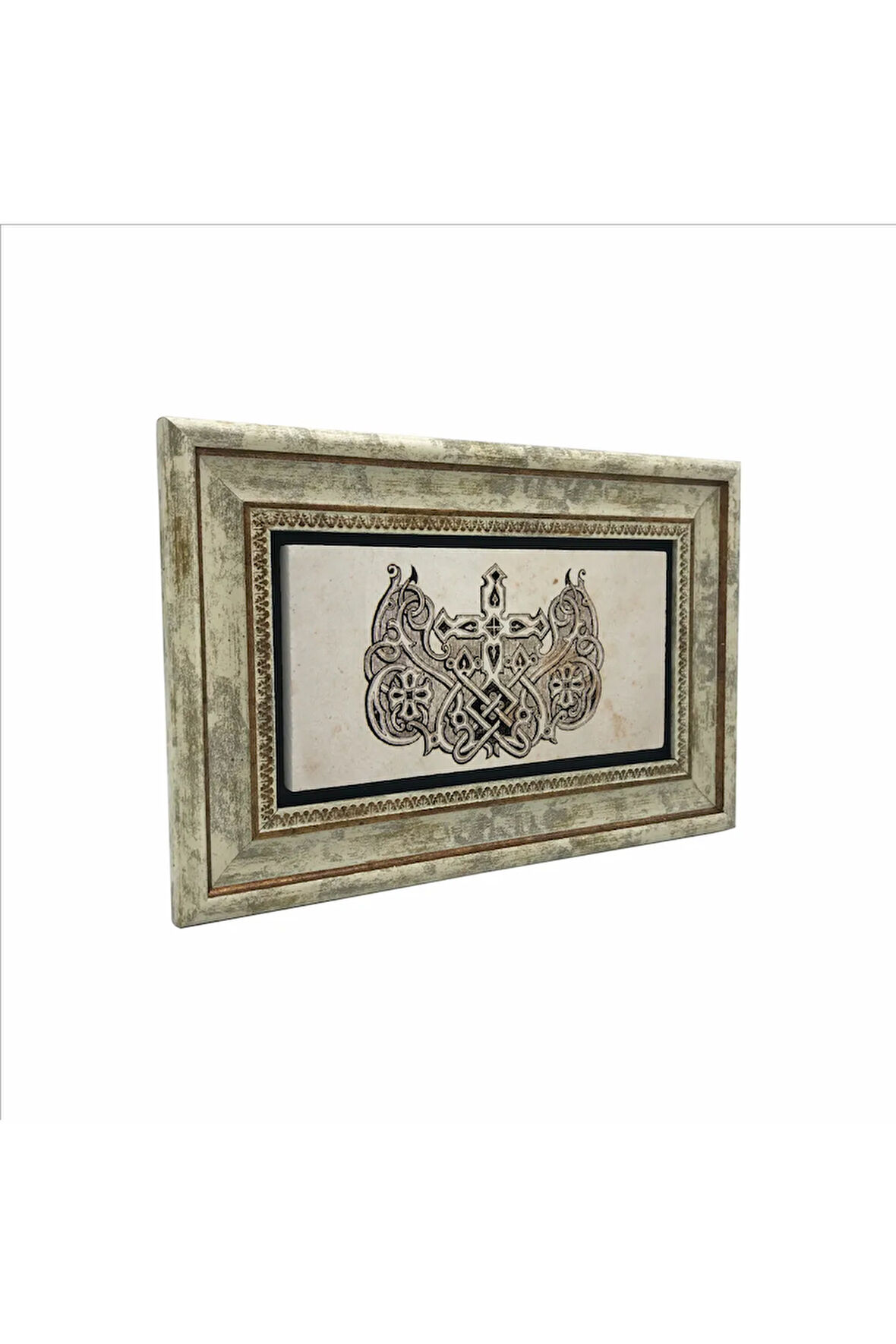 Haçlı Kral Tacı Motifi Baskılı Taş Tablo 20x30