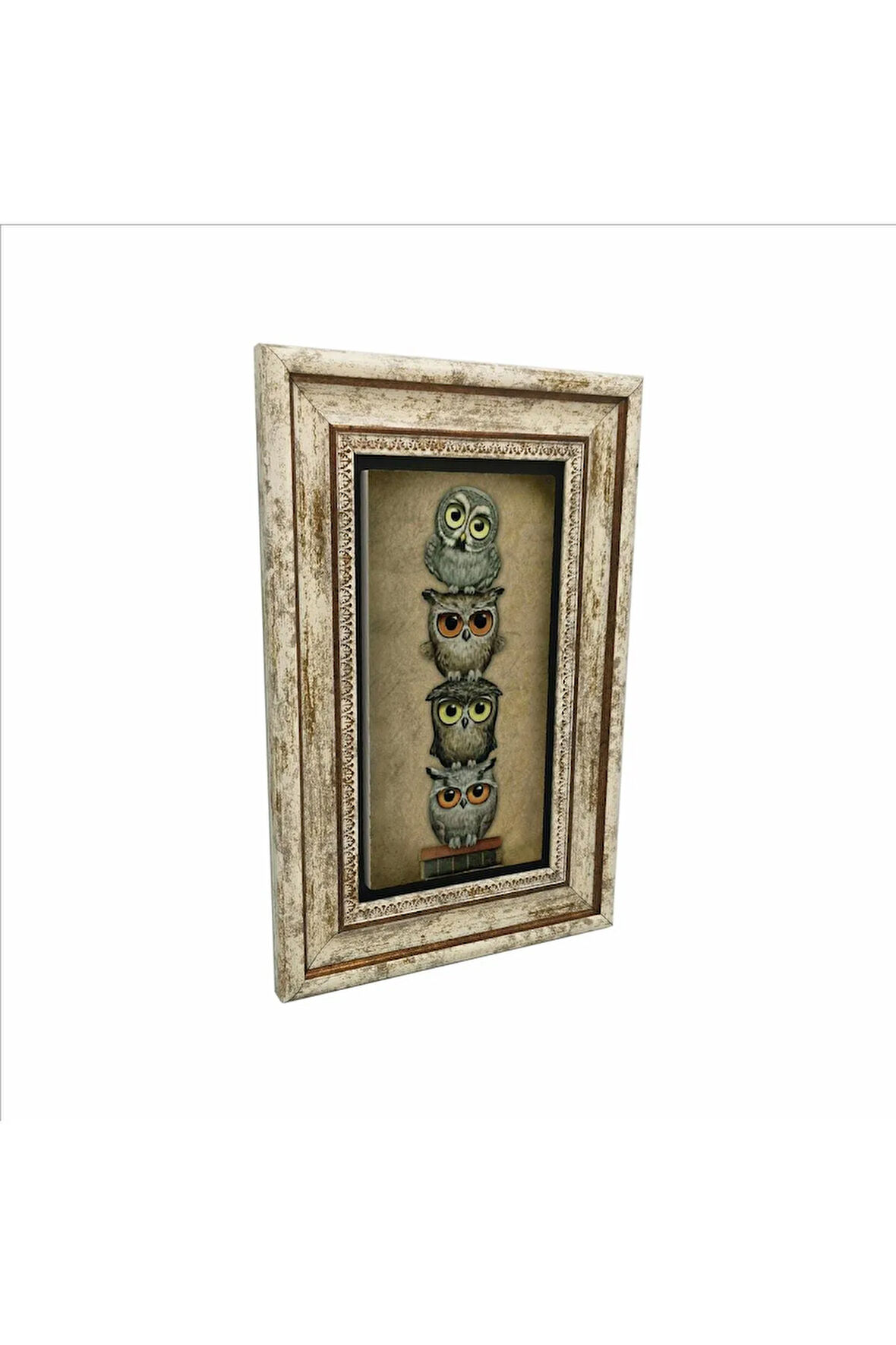 Sevimli Baykuşlar Baskılı Taş Tablo 20x30