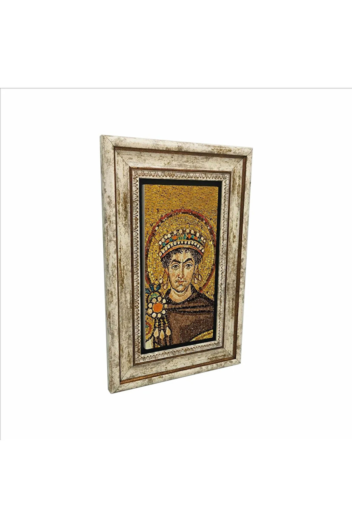 Bizans Kralı I. Justinianus (Jüstinyen) Mozaiği Baskılı Taş Tablo 20x30