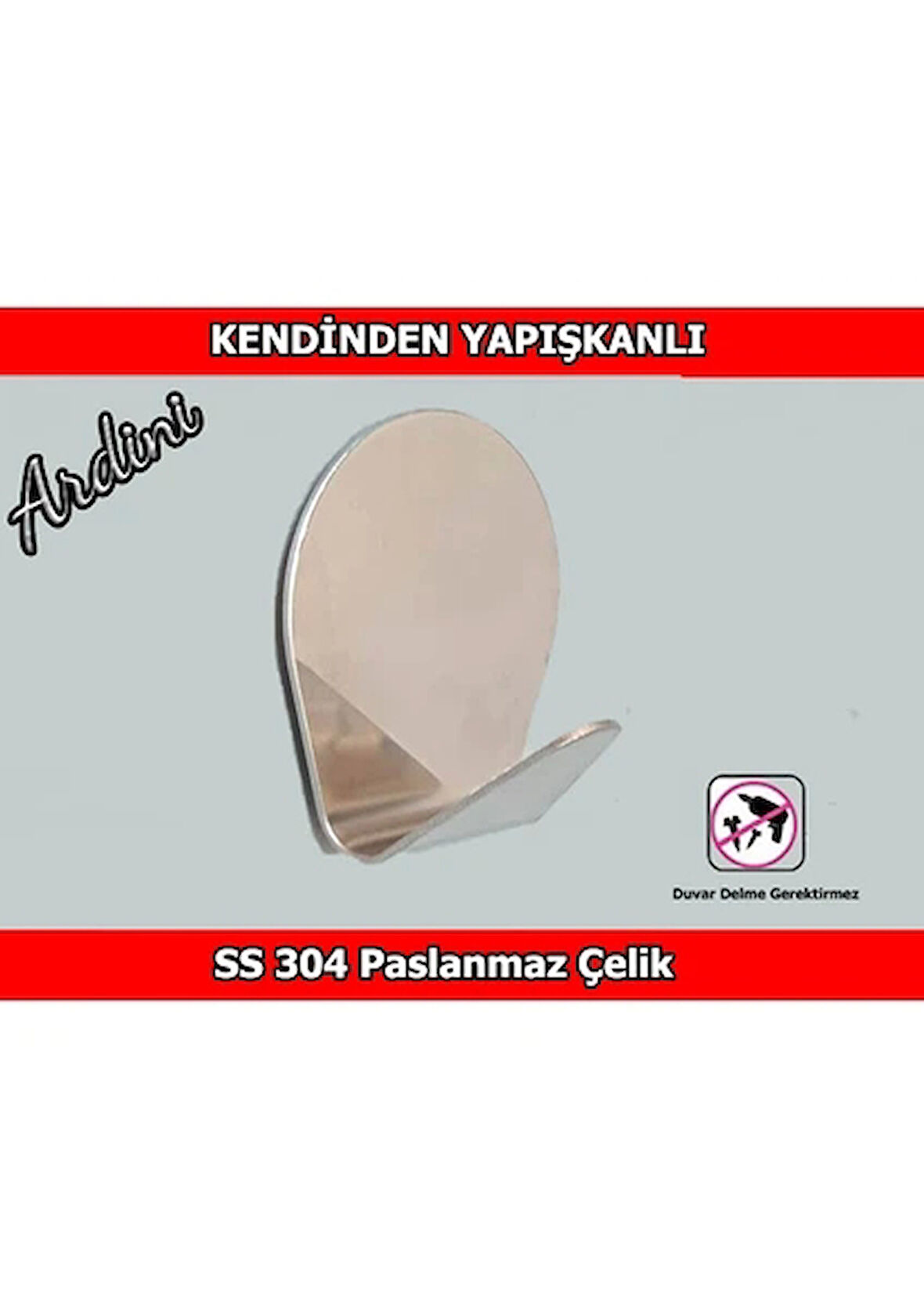 ARDİNİ PASLANMAZ ÇELİK KENDİNDEN YAPIŞKANLI BORNOZ HAVLU ASKISI TOMBUL 4'LÜ