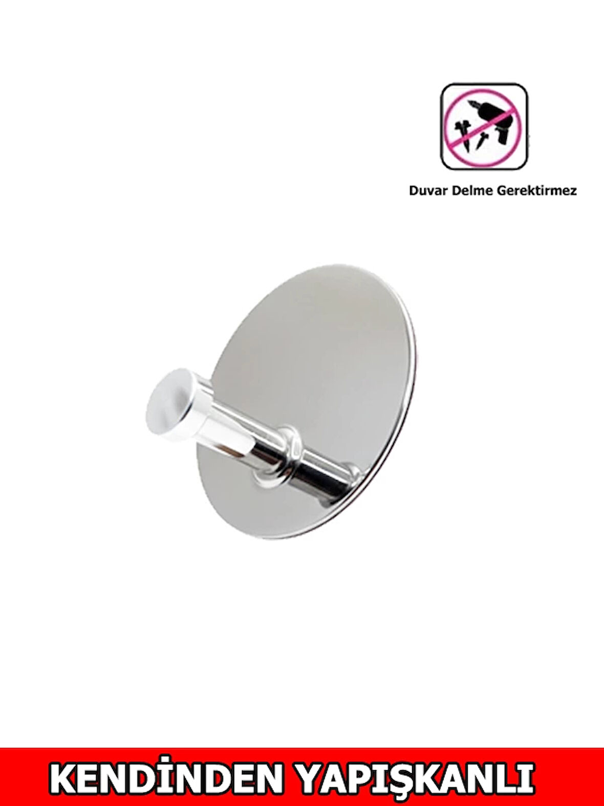 GLARE MANTAR KENDİNDEN YAPIŞKANLI ASKILIK TEKLİ YUVARLAK KROM 4 LÜ PAKET