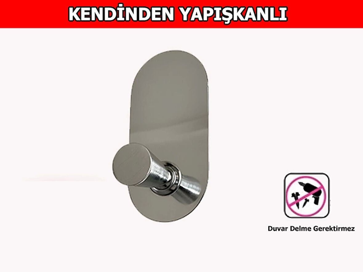 GLARE KONİK KENDİNDEN YAPIŞKANLI ASKILIK TEKLİ OVAL KROM 4 LÜ PAKET