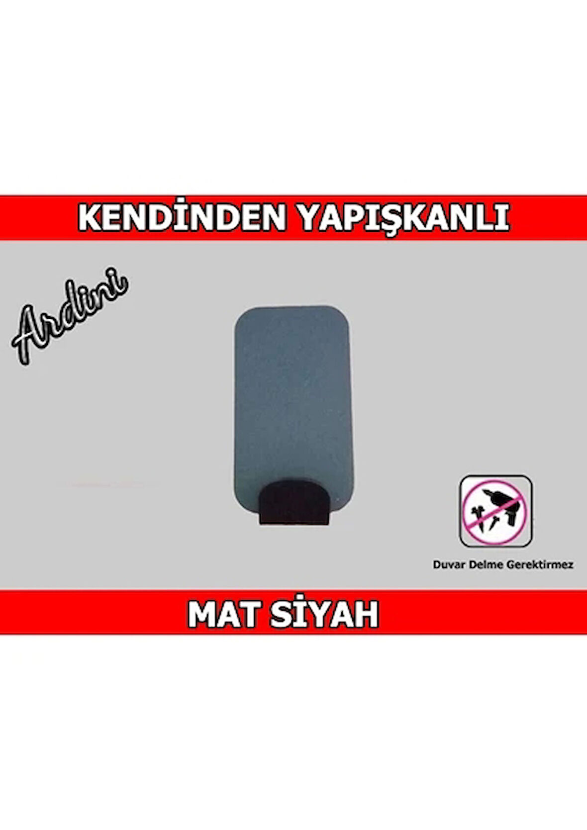 ARDİNİ KENDİNDEN YAPIŞKANLI BORNOZ HAVLU ASKISI RADİUSLU DİKDÖRTGEN MAT SİYAH 4'LÜ