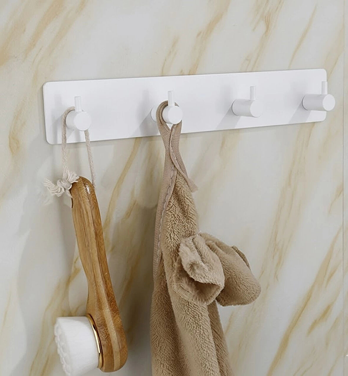 ASKILIK YAPIŞKANLI DİKDÖRTGEN ÇUBUKLU 4 KANCALI BEYAZ