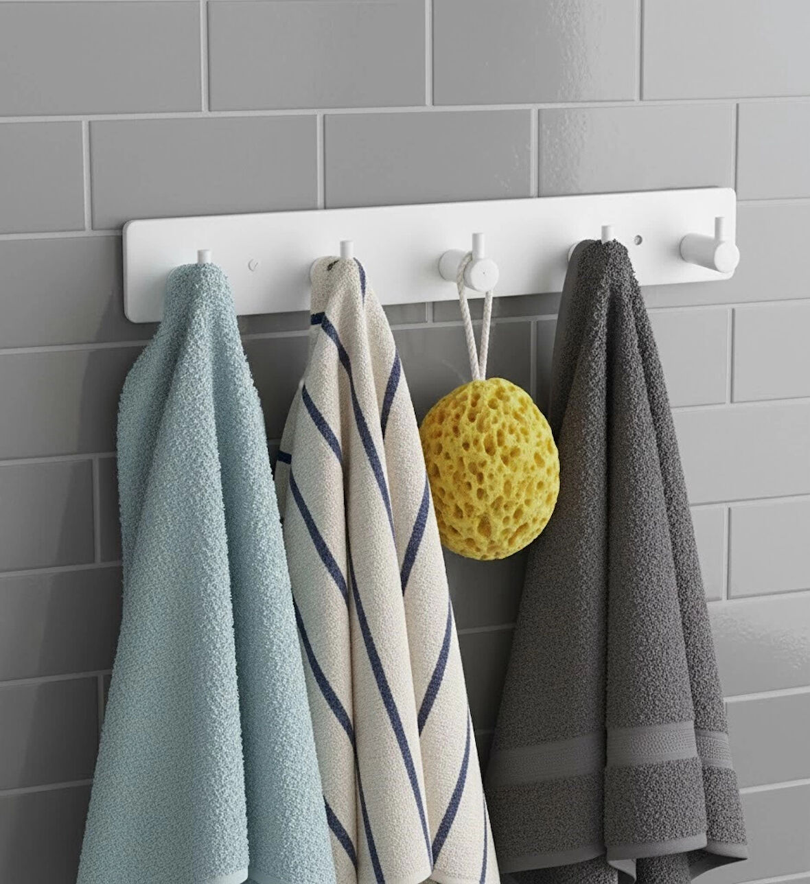 ASKILIK YAPIŞKANLI DİKDÖRTGEN ÇUBUKLU 5 KANCALI BEYAZ