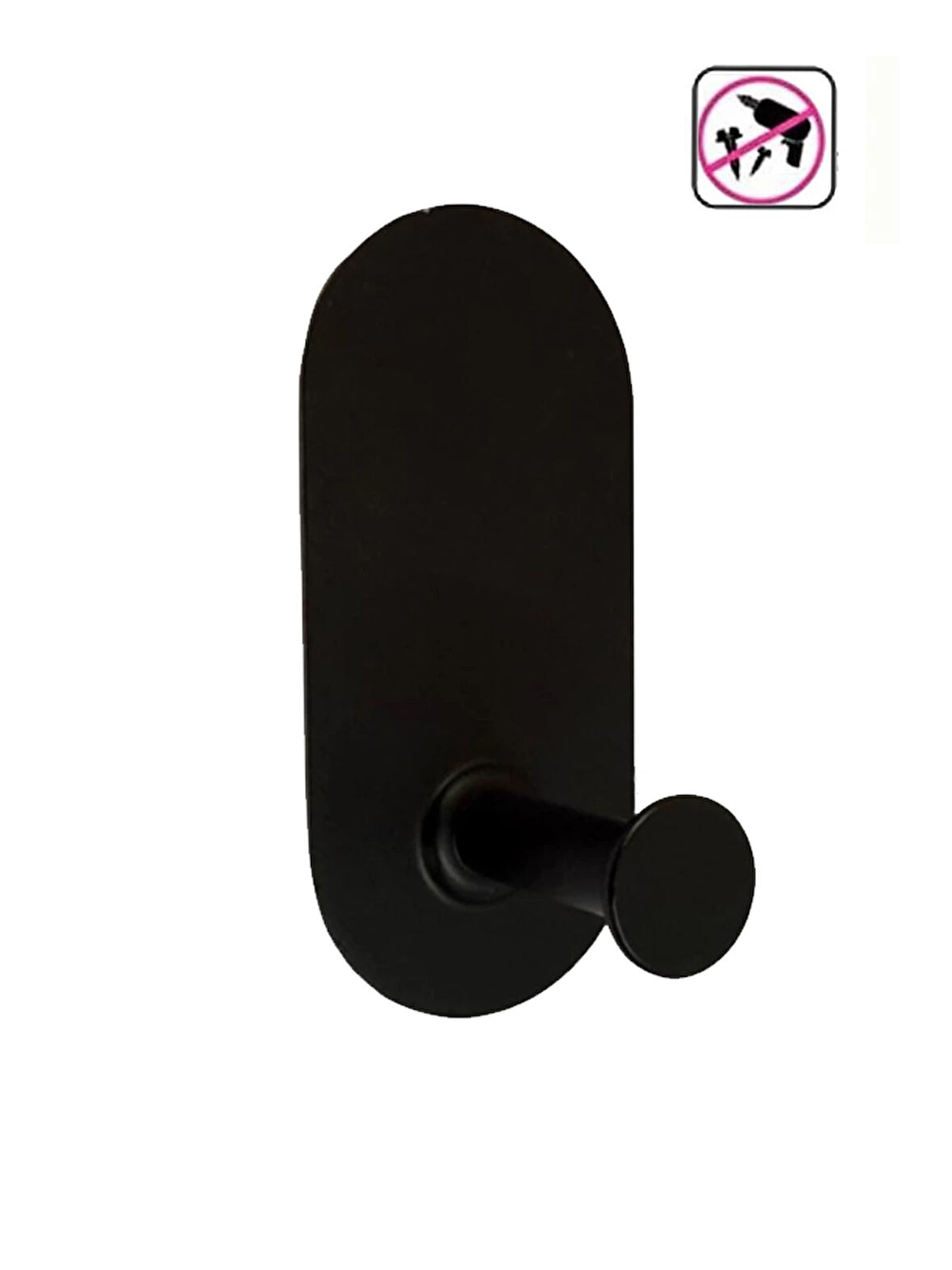 ASKILIK YAPIŞKANLI THİNCAL OVAL TEKLİ MAT SİYAH RENGİ PAKETTE 4 ADET