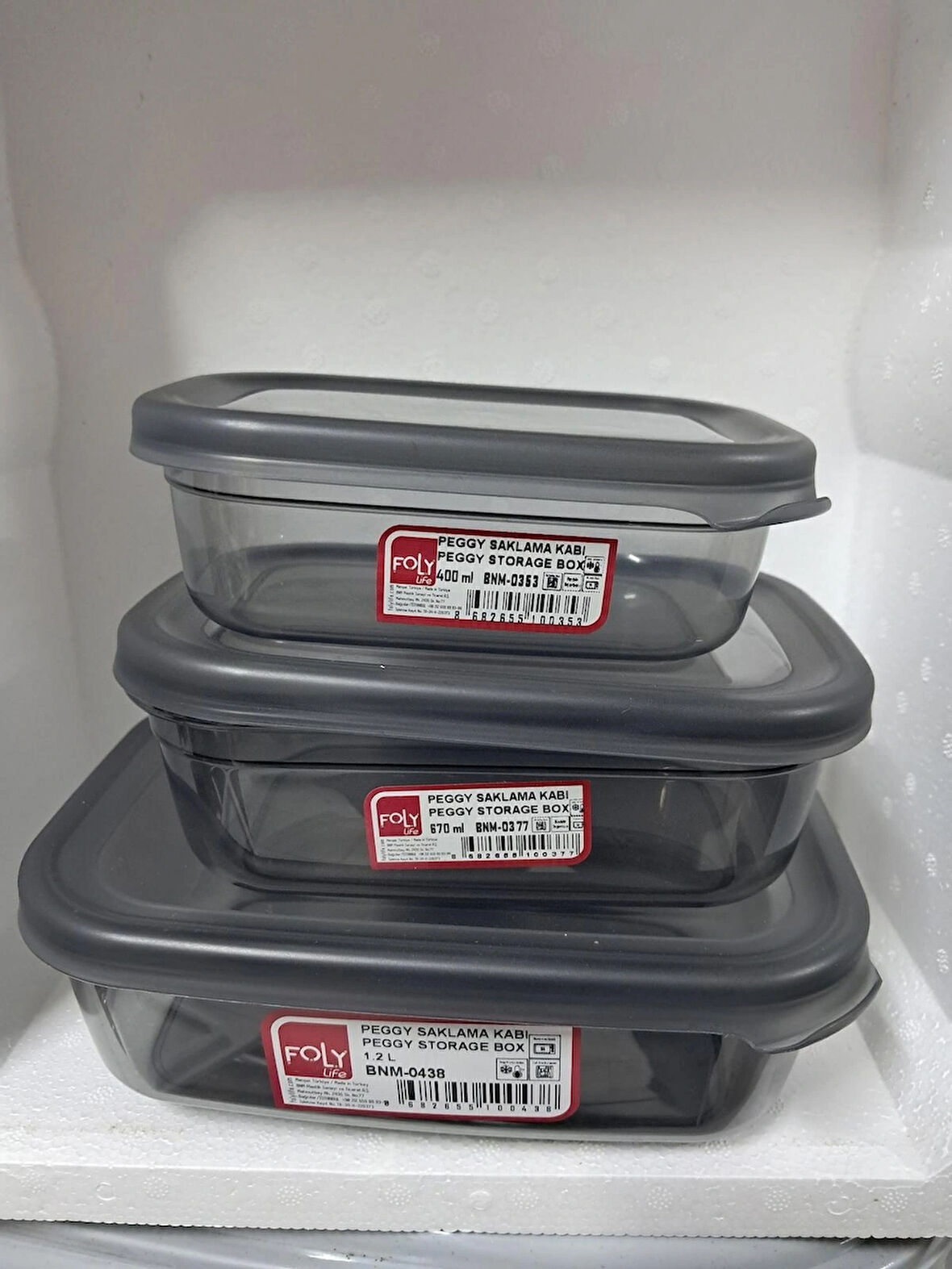 3 adet saklama kabı 1.2lt + 670ml + 400ml