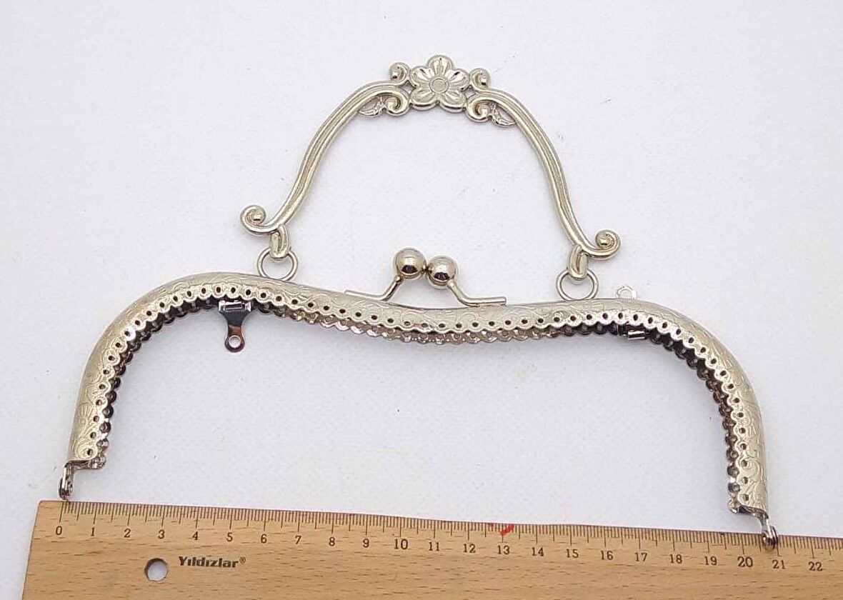 21 cm gümüş  çanta klipsi
