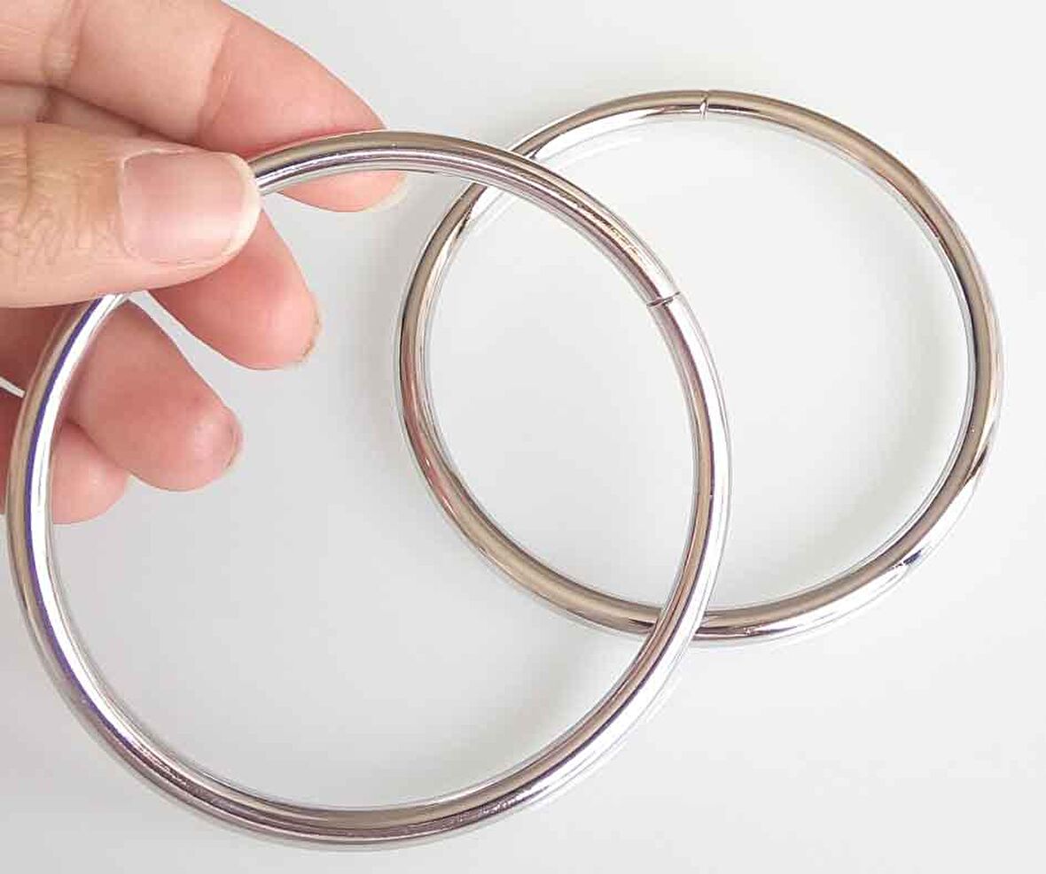 7 cm gümüş renk  metal çanta  sapı, halka