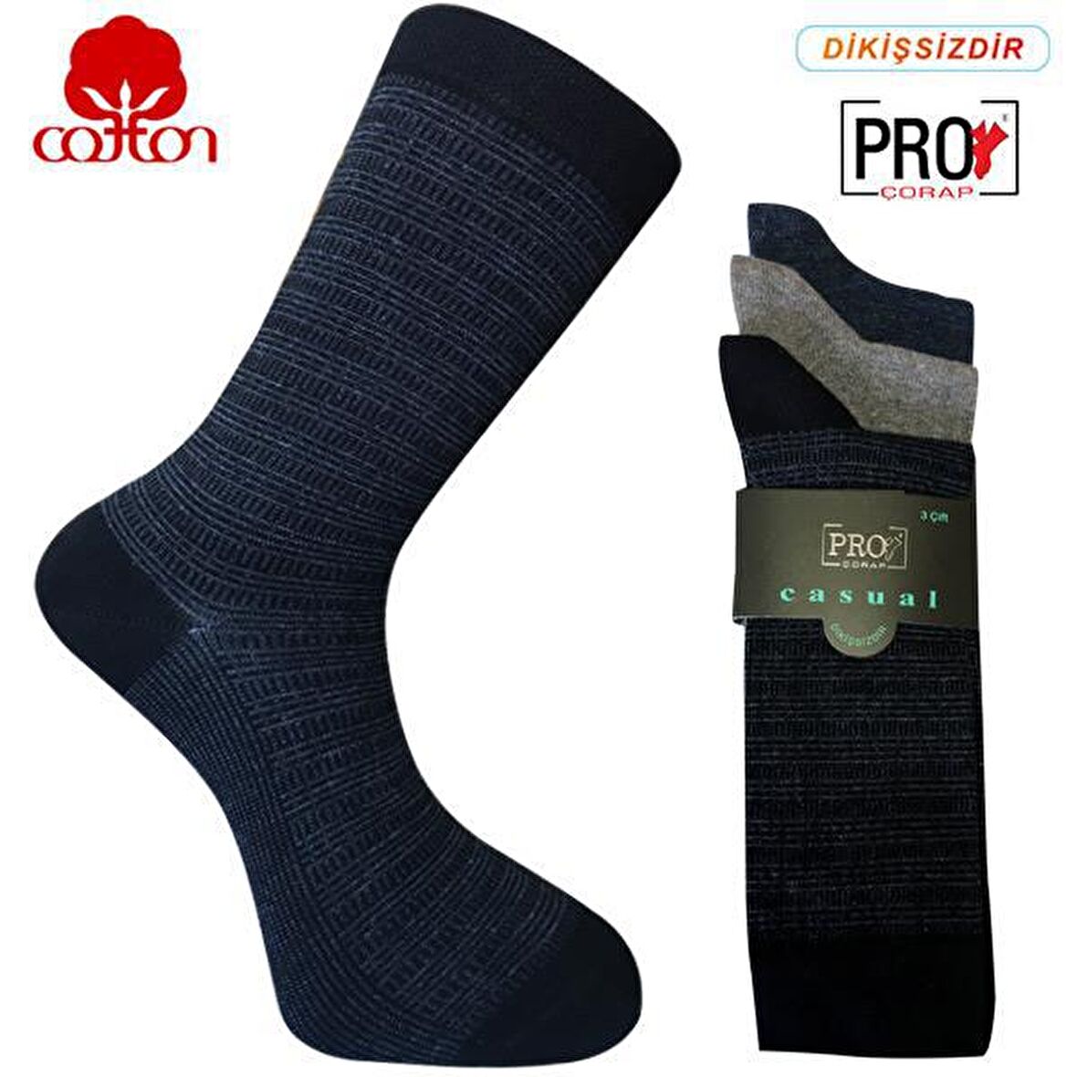 8501-3 Penye Casual 3'lü Erkek Çorabı