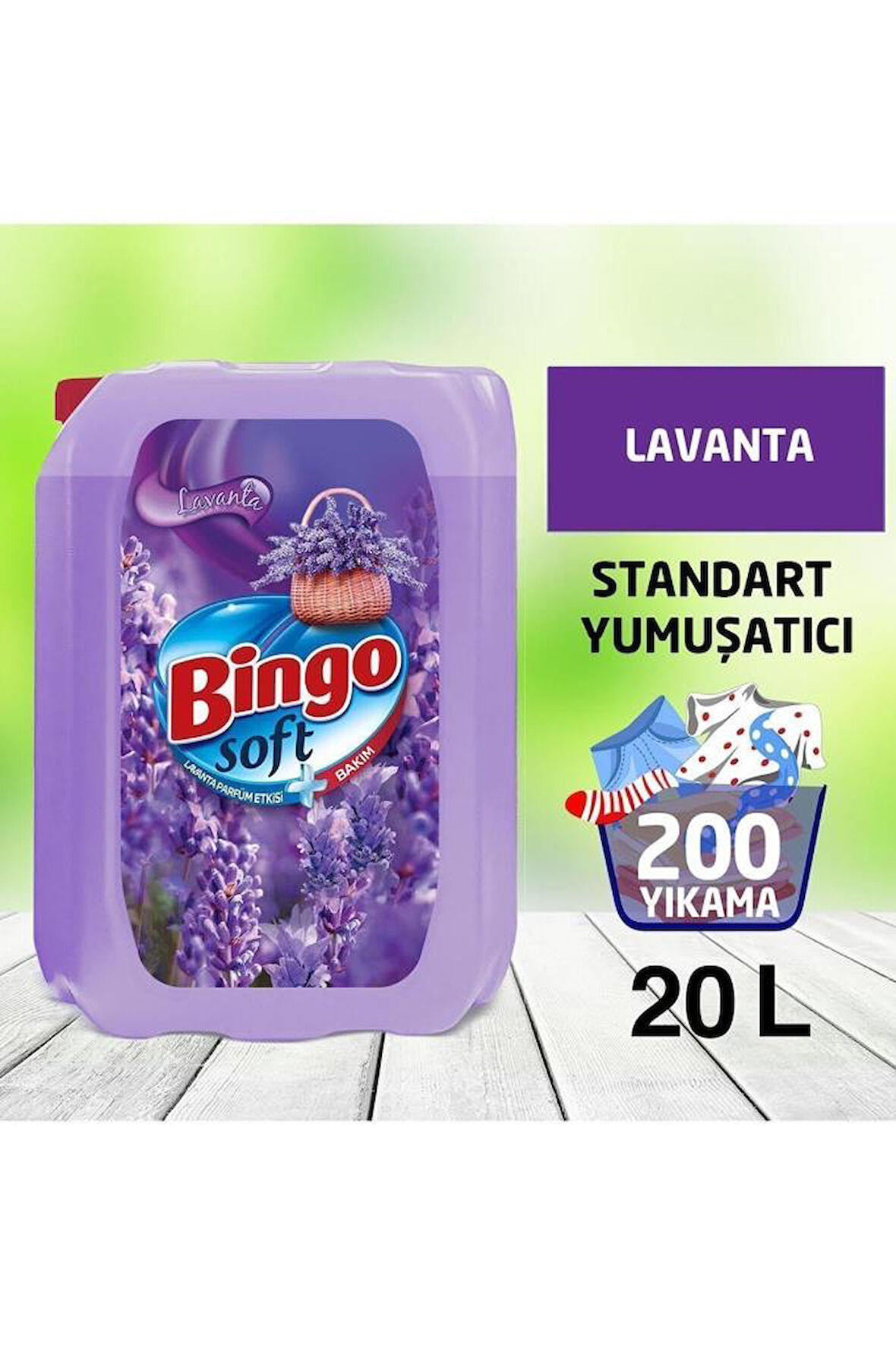 Bingo Soft Çamaşır Yumuşatıcısı Lavanta Rüzgarı 5 L Ekonomi Paketi 4'lü