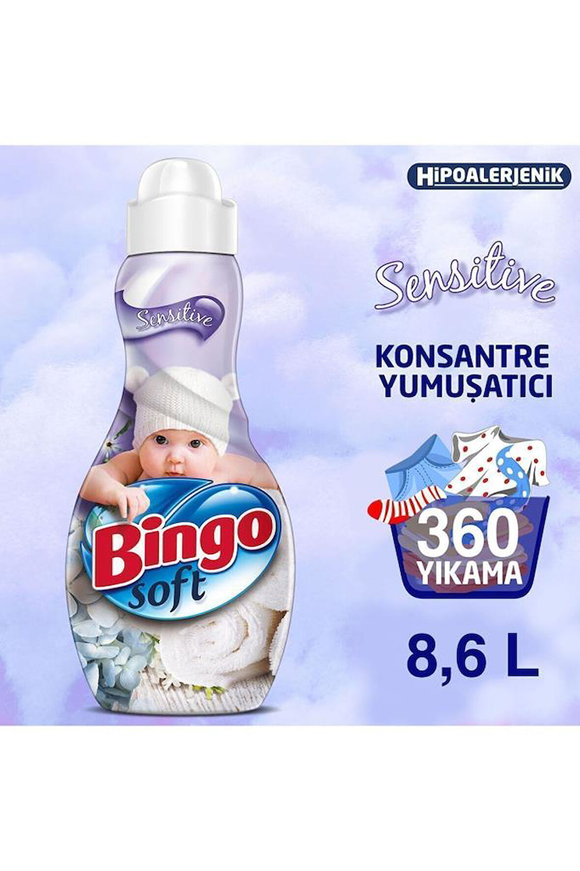 Bingo Soft Konsantre Çamaşır Yumuşatıcısı Sensitive 1440 ml Ekonomi Paketi 6'lı