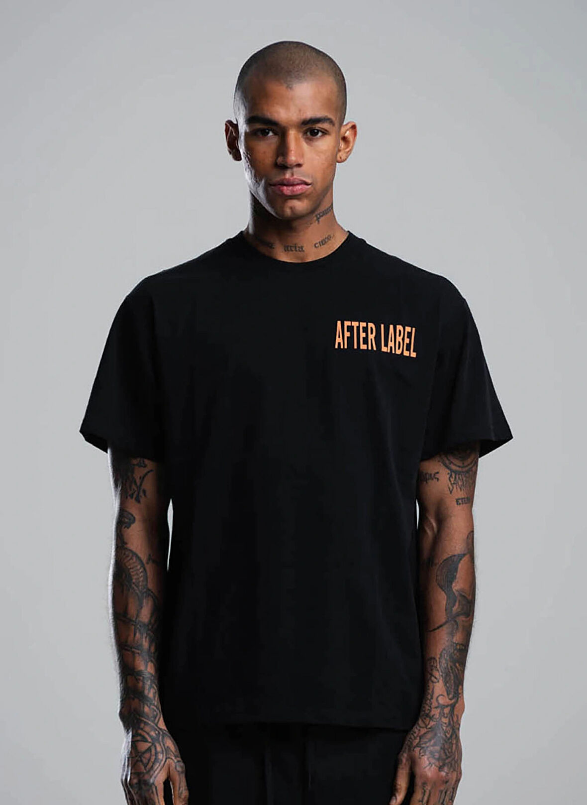 After Label Bisiklet Yaka Siyah Erkek T-Shirt MYSENJS11/S2-_T-SHIRT UOMO