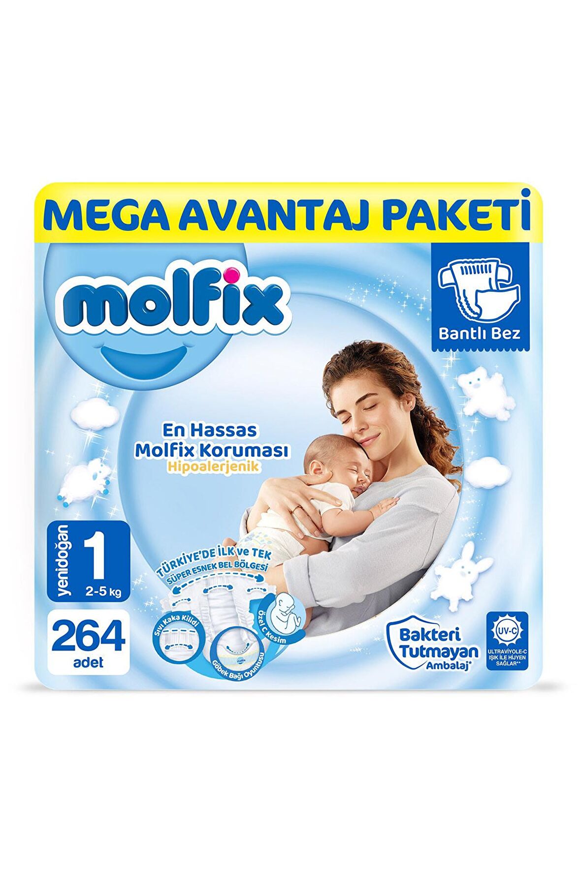 Molfix 1 Numara Yenidoğan 264'lü Bel Bantlı Bez