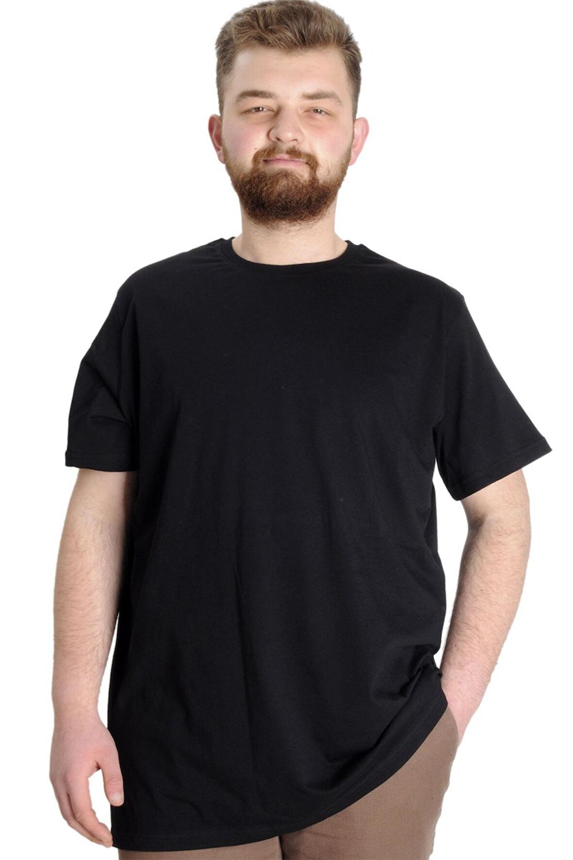 Mode XL Büyük Beden Erkek T-Shirt Basic 20031 Siyah