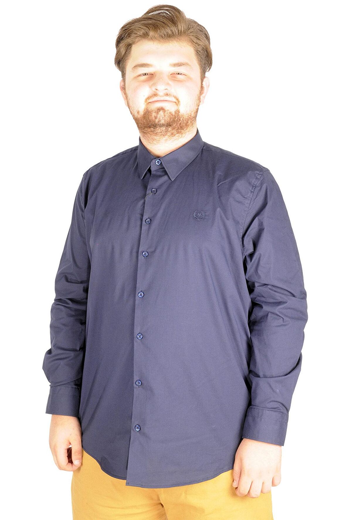 Mode XL Büyük Beden Erkek Klasik Gömlek Likralı 20351 Lacivert