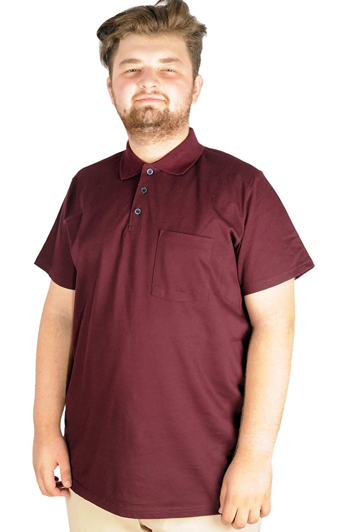 Mode XL T-Shirt Polo Yaka Cepli Klasik 20550 Mürdüm