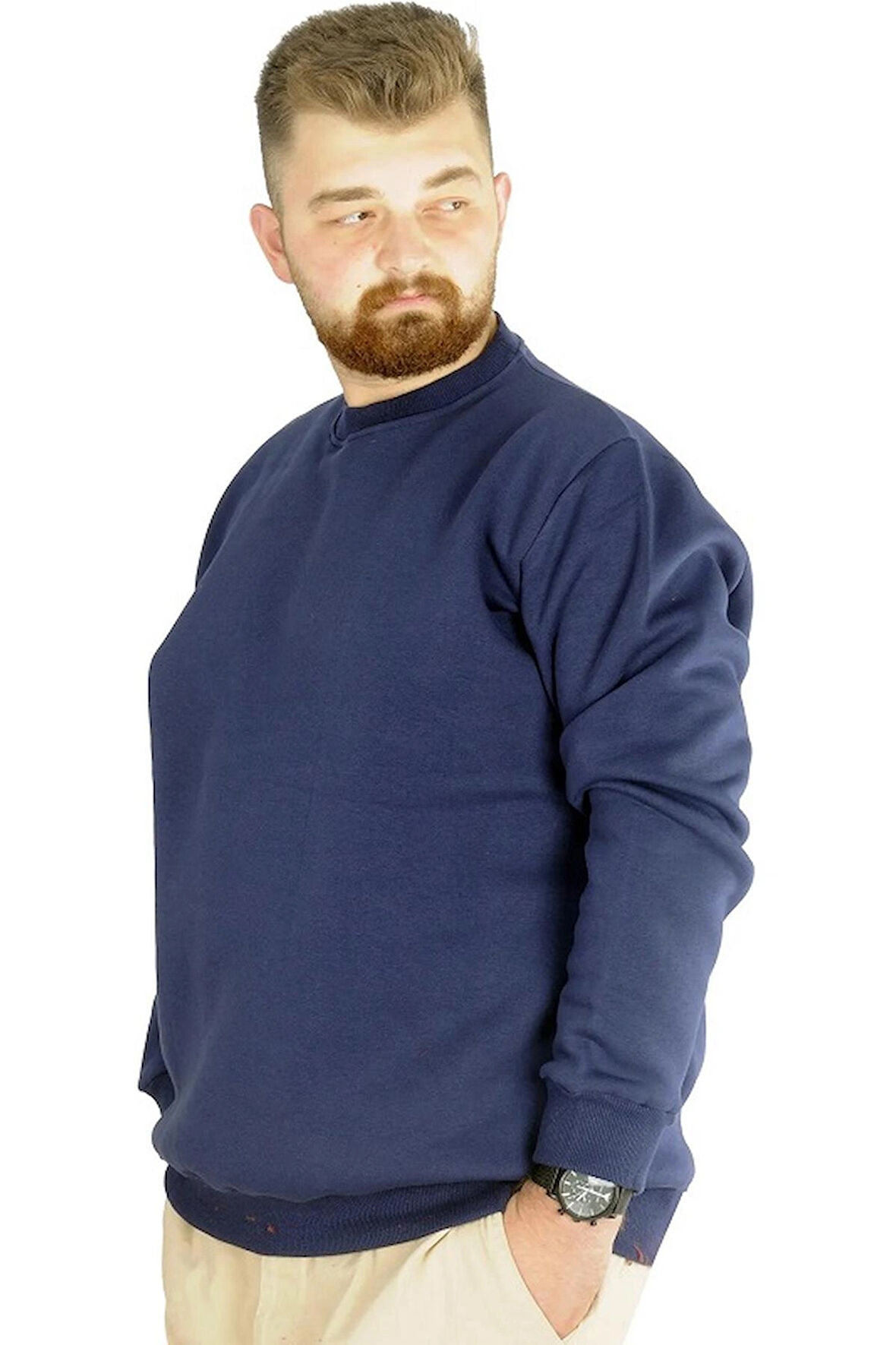  Mode Xl Erkek Sweatshirt Bisiklet Yaka Basic 20131 Indigo