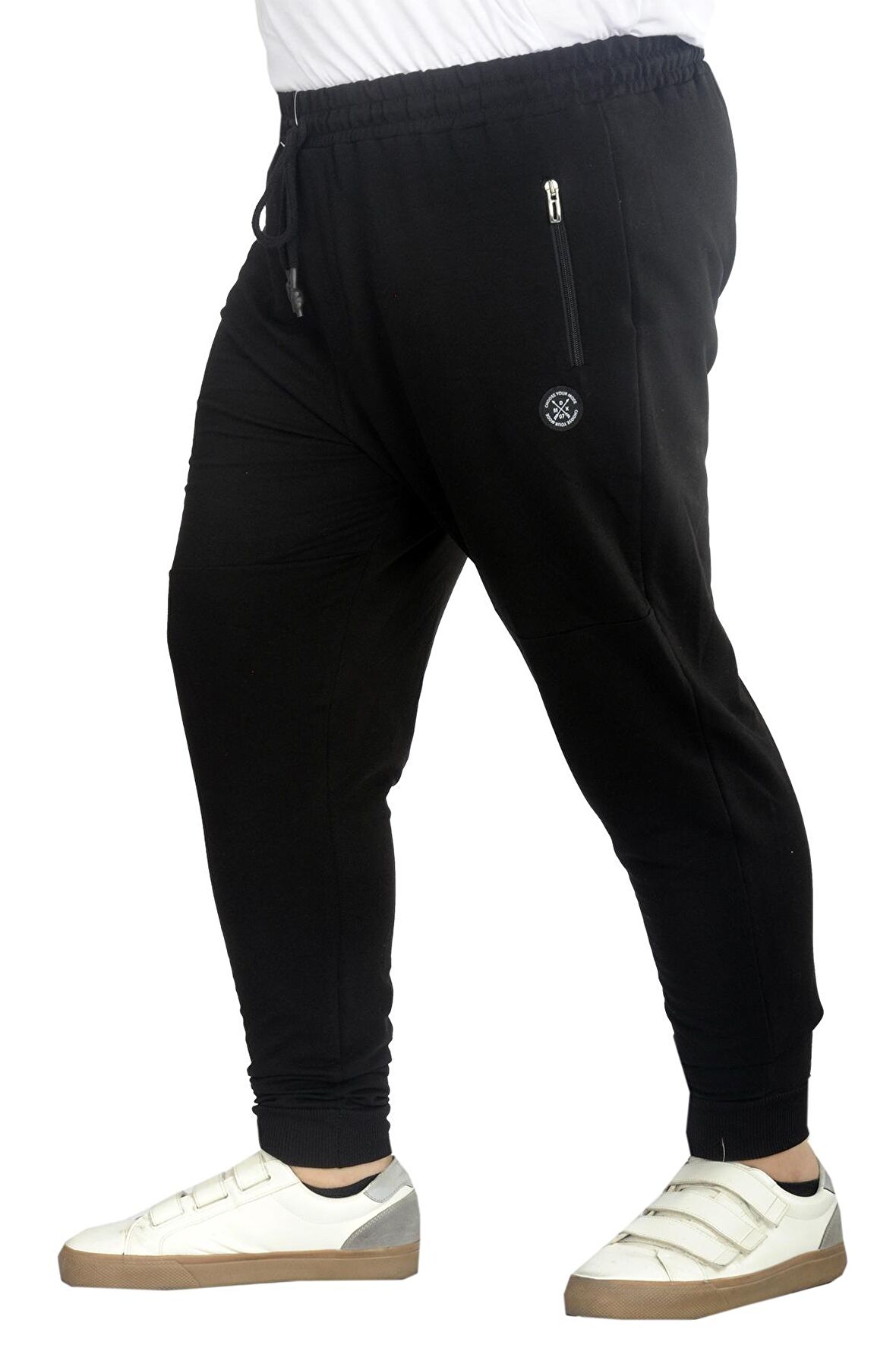 Mode XL Büyük Beden Eşofman Altı DarPaça  Zippered 22501 Siyah