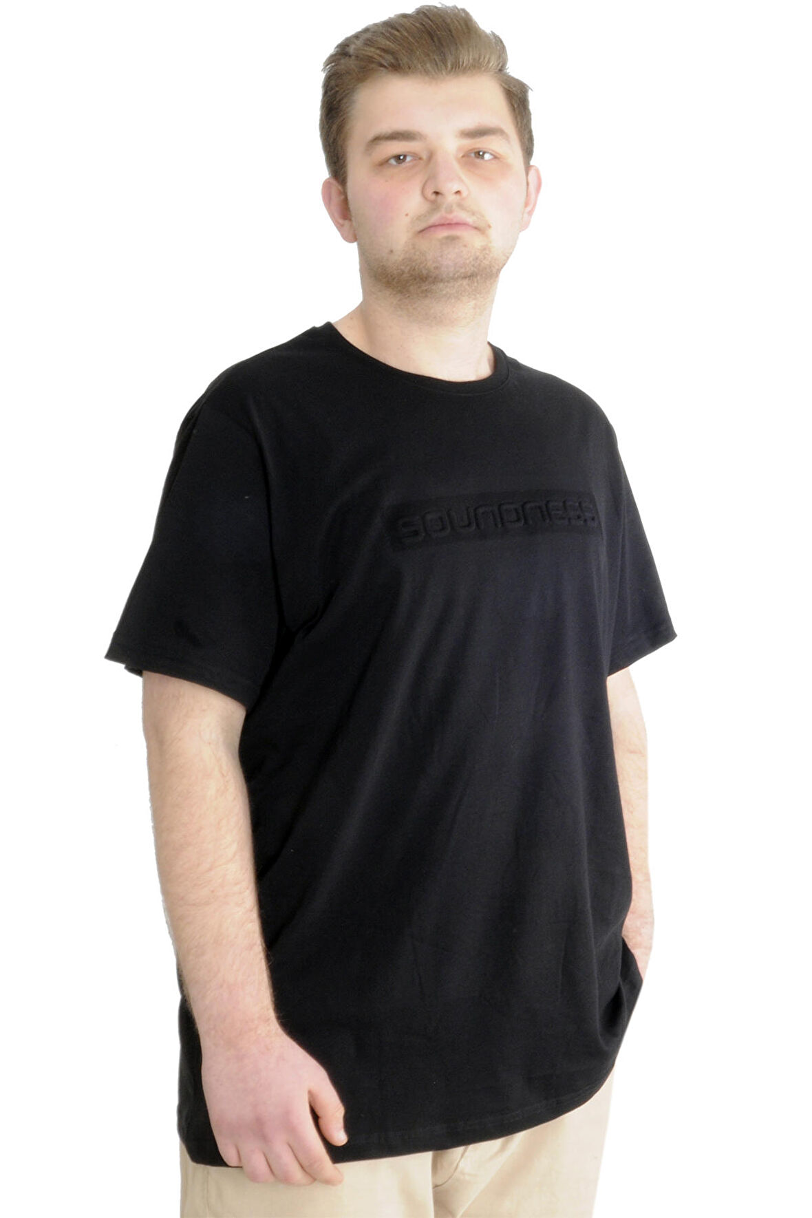 Mode XL Büyük Beden Erkek T-shirt SOUNDNESS 23114 Siyah