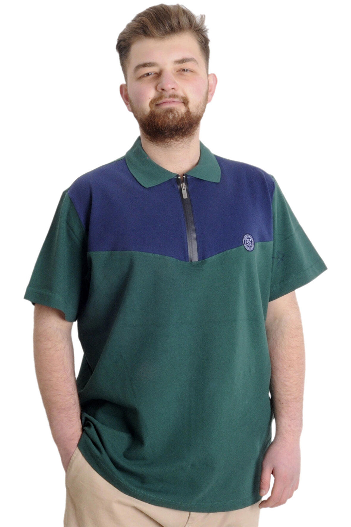 Mode XL Büyük Beden Erkek T-shirt Polo FRAGMENTED 23325 Nefti