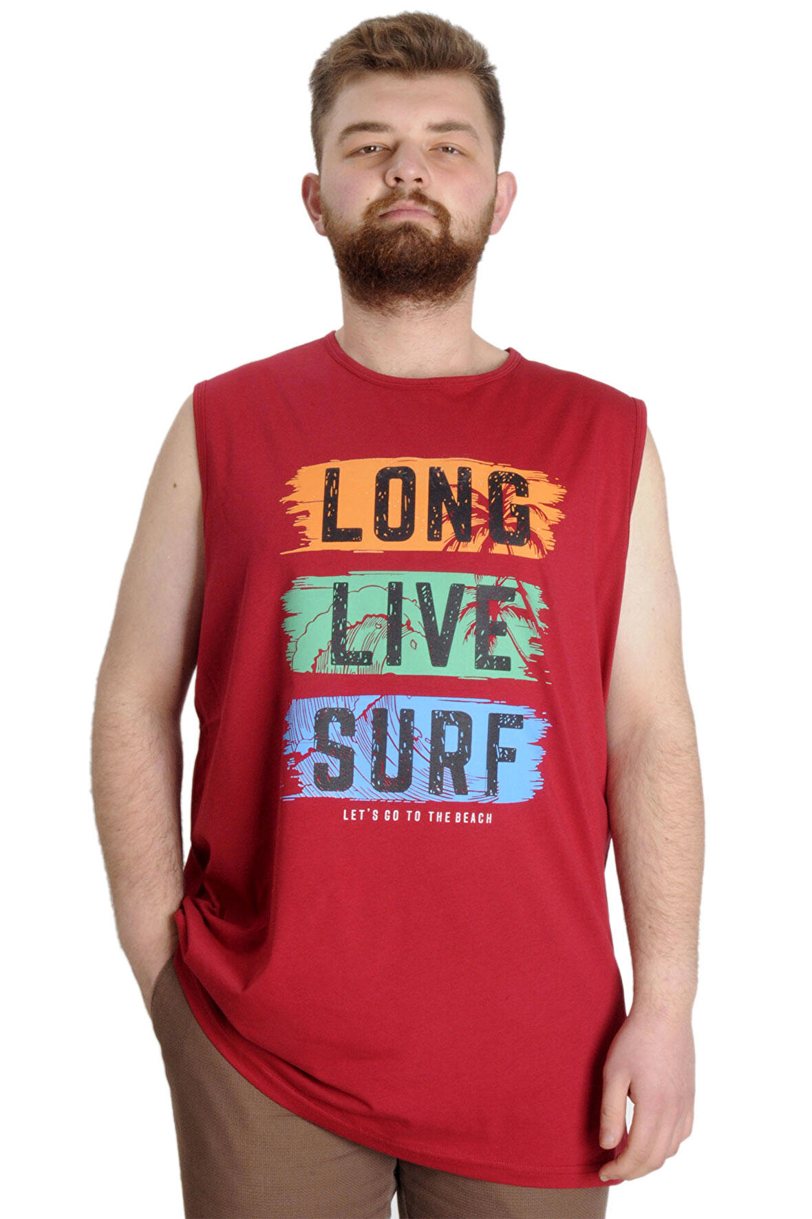 Mode XL Büyük Beden Erkek Atlet LONG LIVE SURF 23009 Bordo