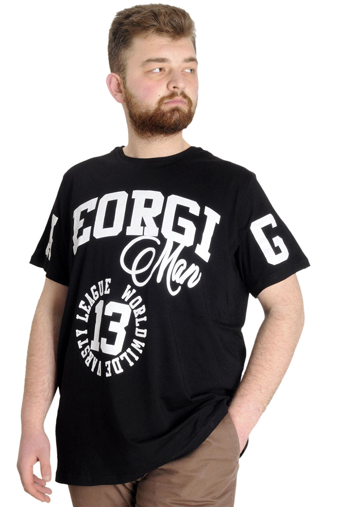 Mode XL Büyük Beden Erkek T-shirt GEORGIA 23136 Siyah