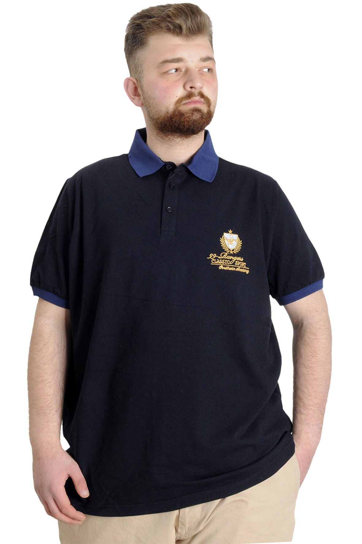 Mode XL Büyük Beden Erkek Polo T-shirt RANGERS 23342 Lacivert