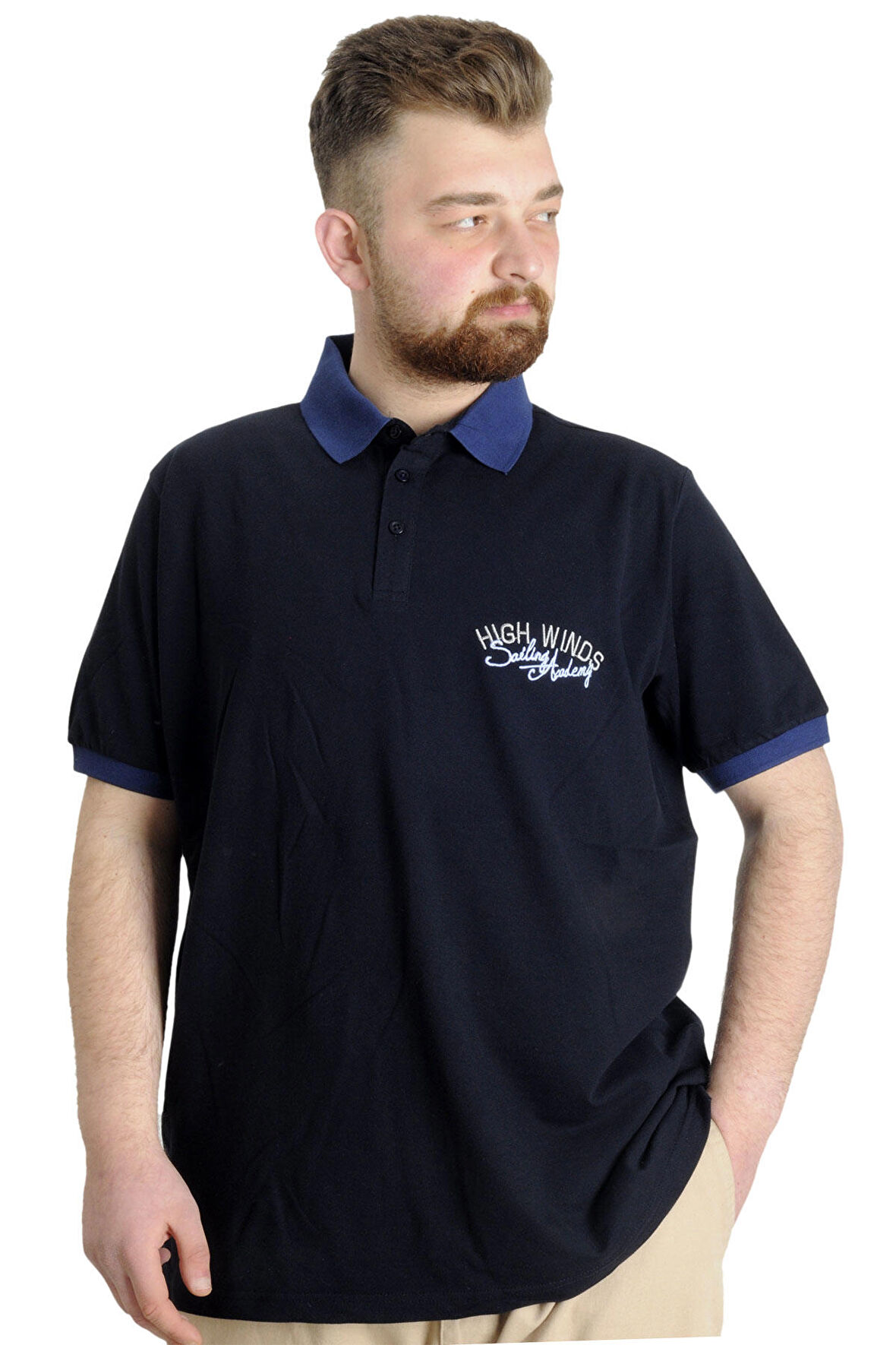 Mode XL Büyük Beden Erkek Polo T-shirt SAILING 23344 Lacivert
