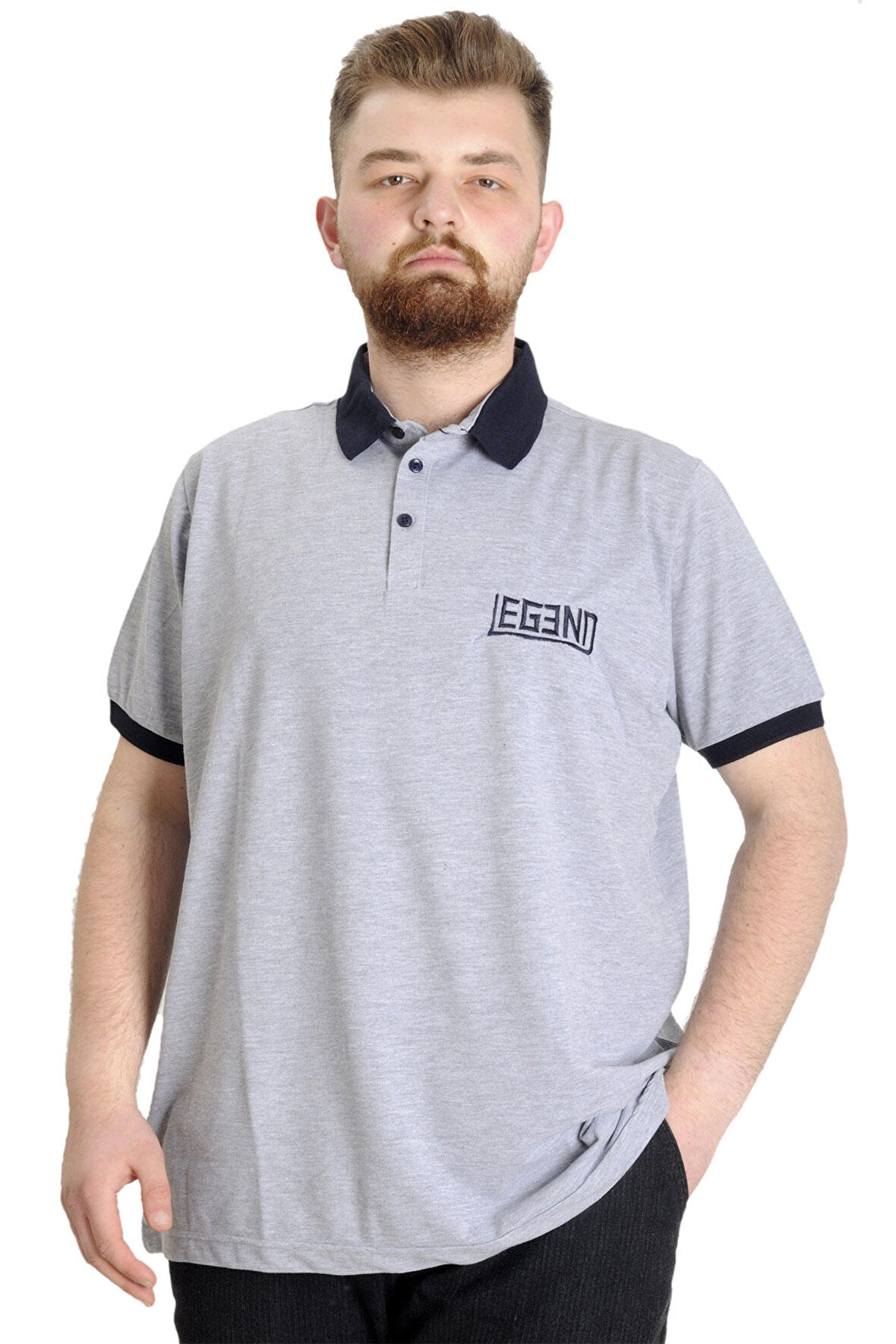 Mode XL Büyük Beden Erkek Polo T-shirt LEGEND 23347 Grimelanj