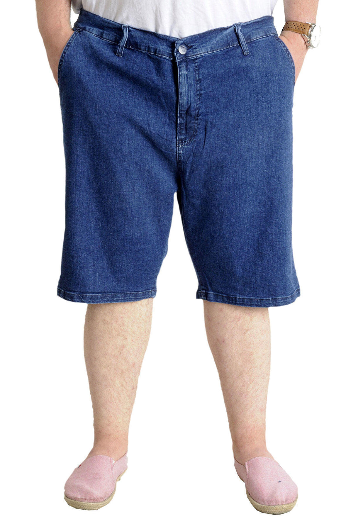 Mode XL Büyük Beden Erkek Kot Şort Yan Cepli NEW ARMINA  23806 Lacivert