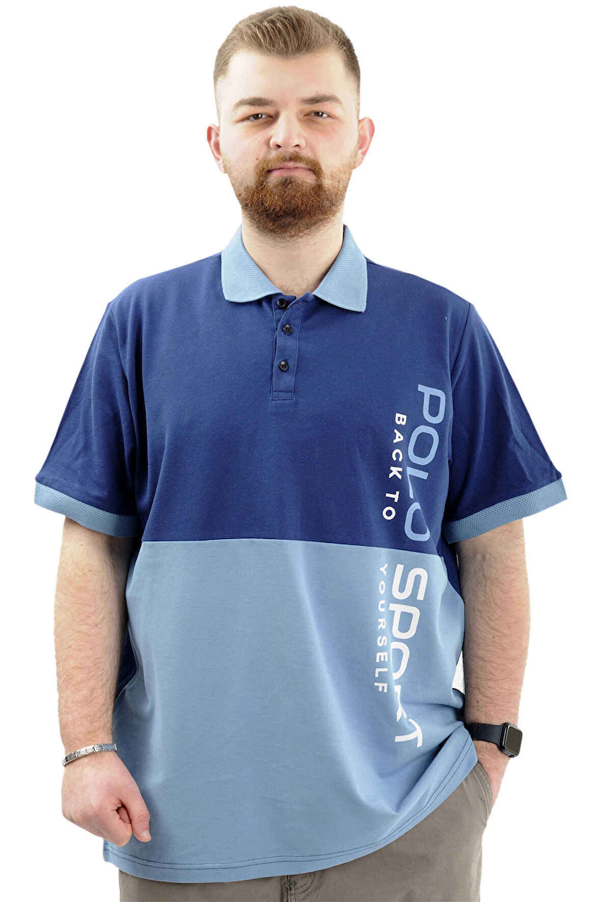 Mode XL Büyük Beden Erkek Polo Yaka T-Shirt POLO SPORT U24323 Mavi